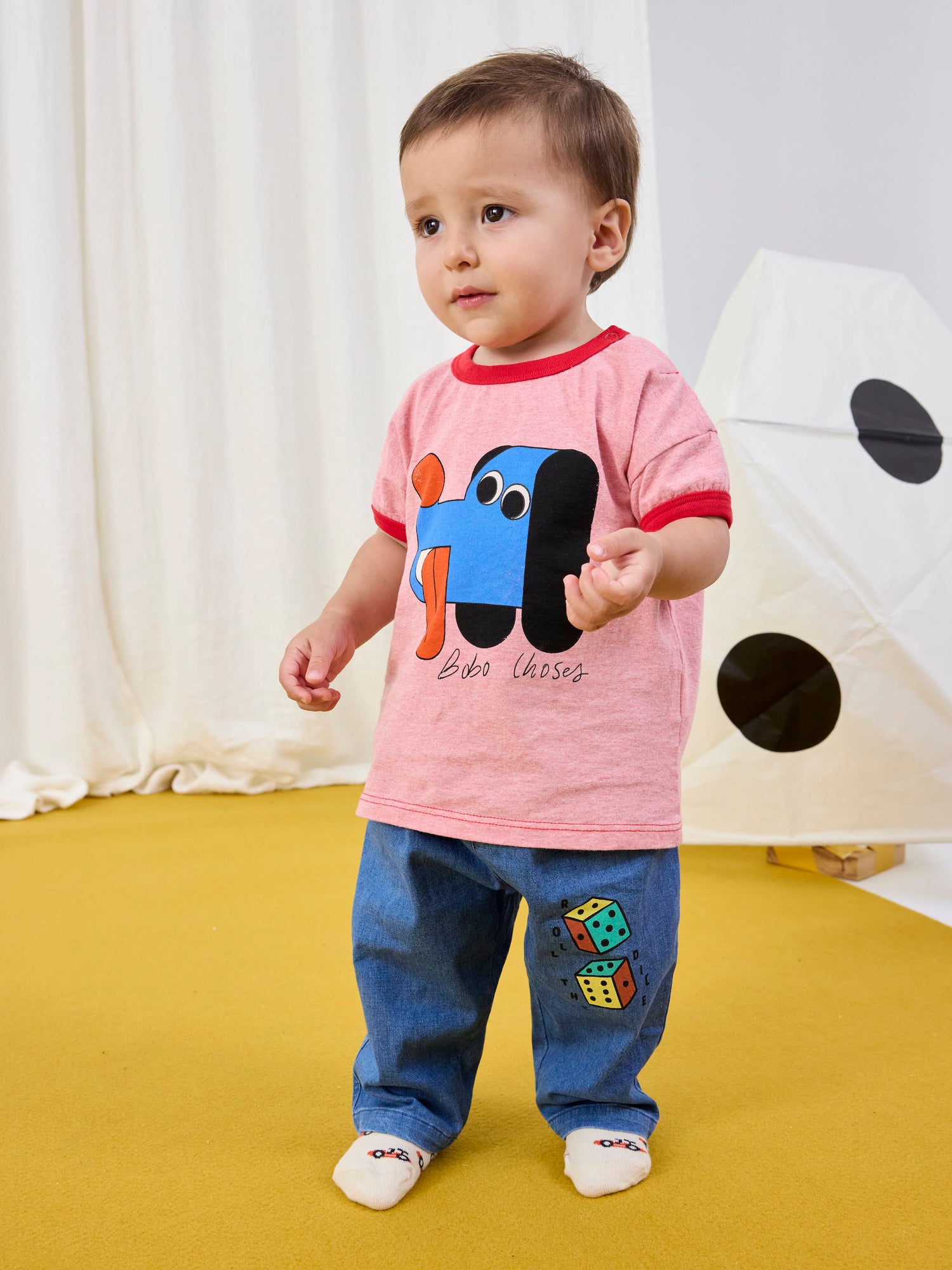 Bobo Choses Baby Roll The Dice Light Denim Pants - Navy Blue