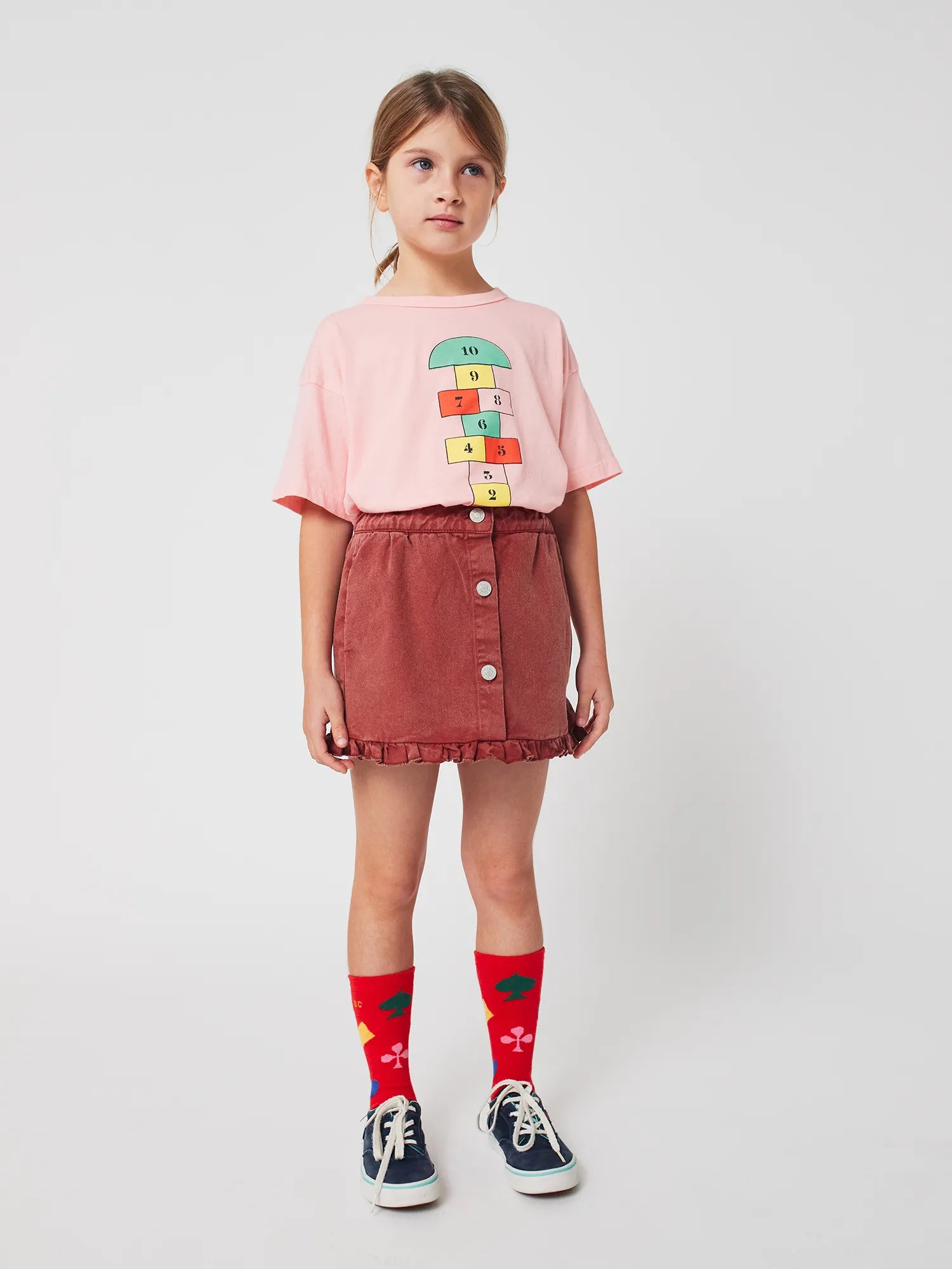Bobo Choses Tic Tac Toe Ruffled Skirt - Brown