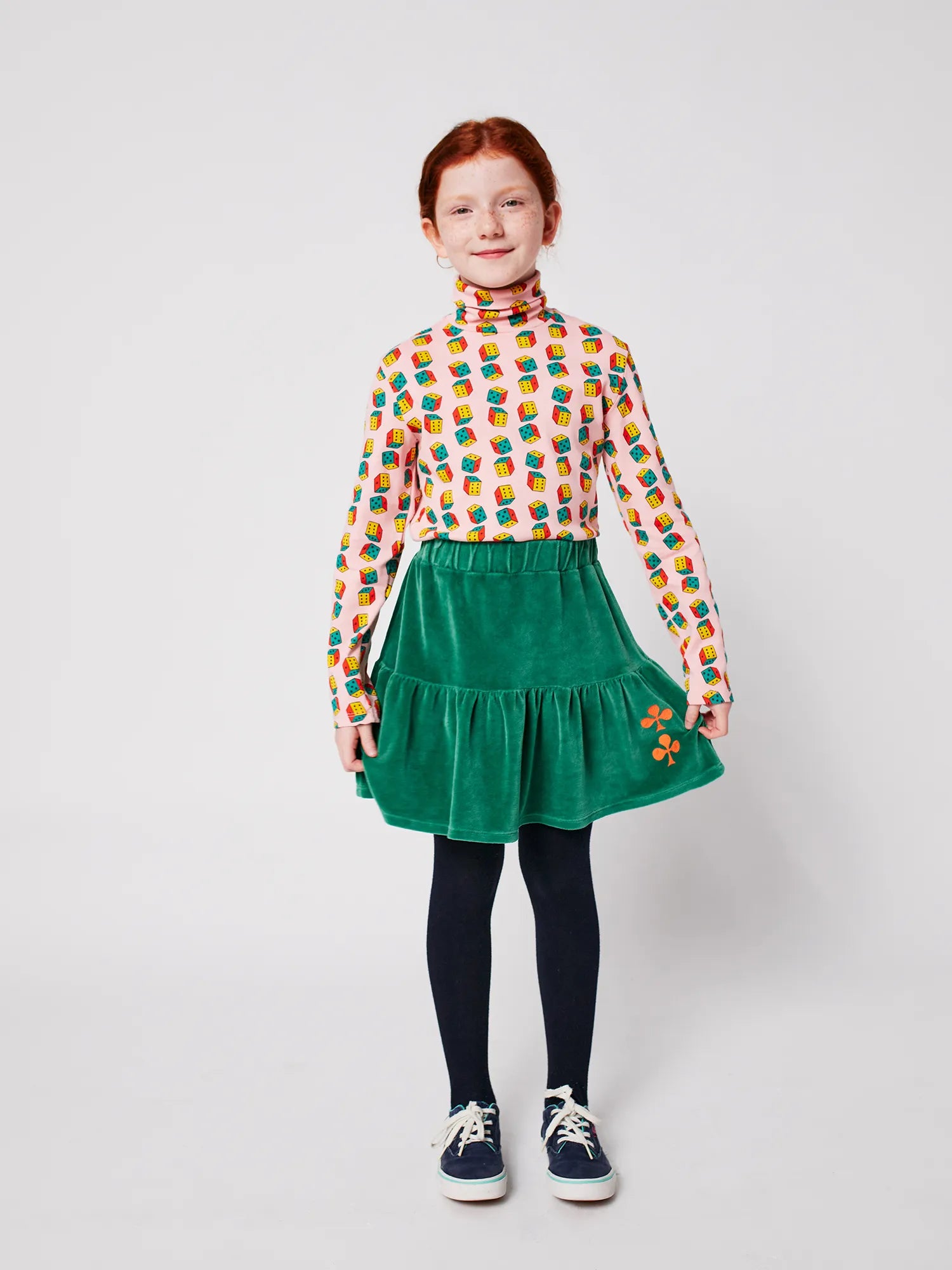 Bobo Choses Clover Velvet Skirt - Green