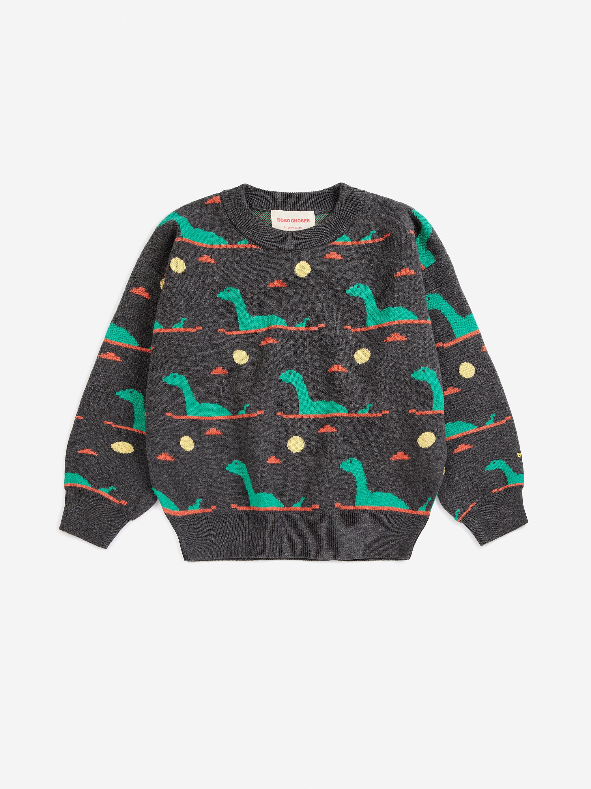 Bobo Choses Lake Monster All Over Jacquard Jumper - Dark Heather Grey
