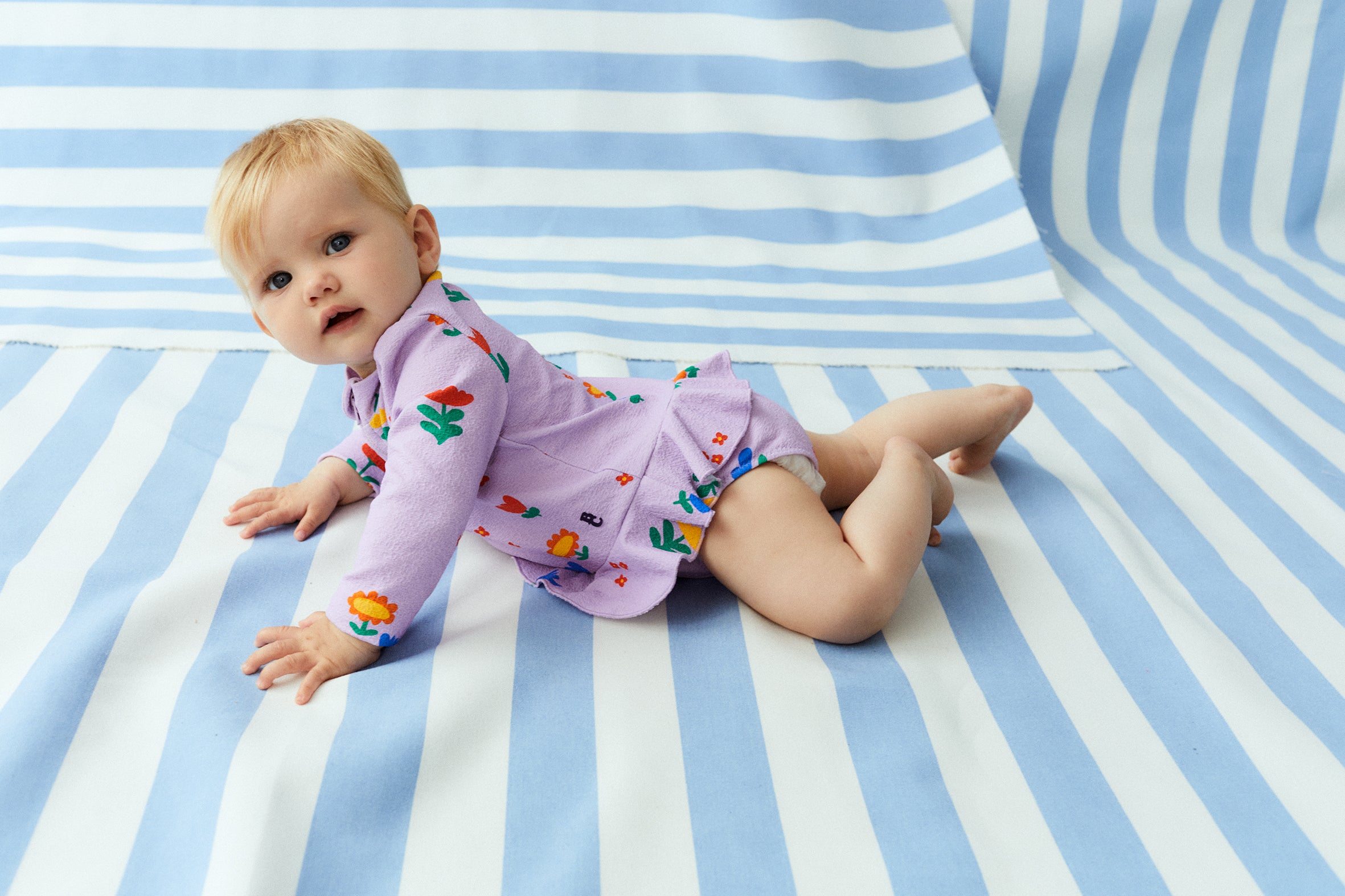 Bobo Choses Garden Party All Over Baby Swim Overall - Lavender