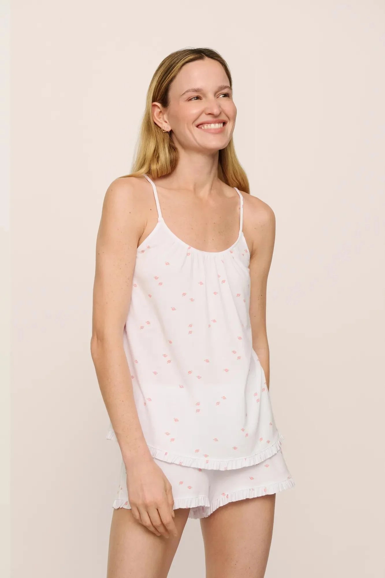 Eberjey Gisele Ruffle Cami & Short Set - Summer Daisy White