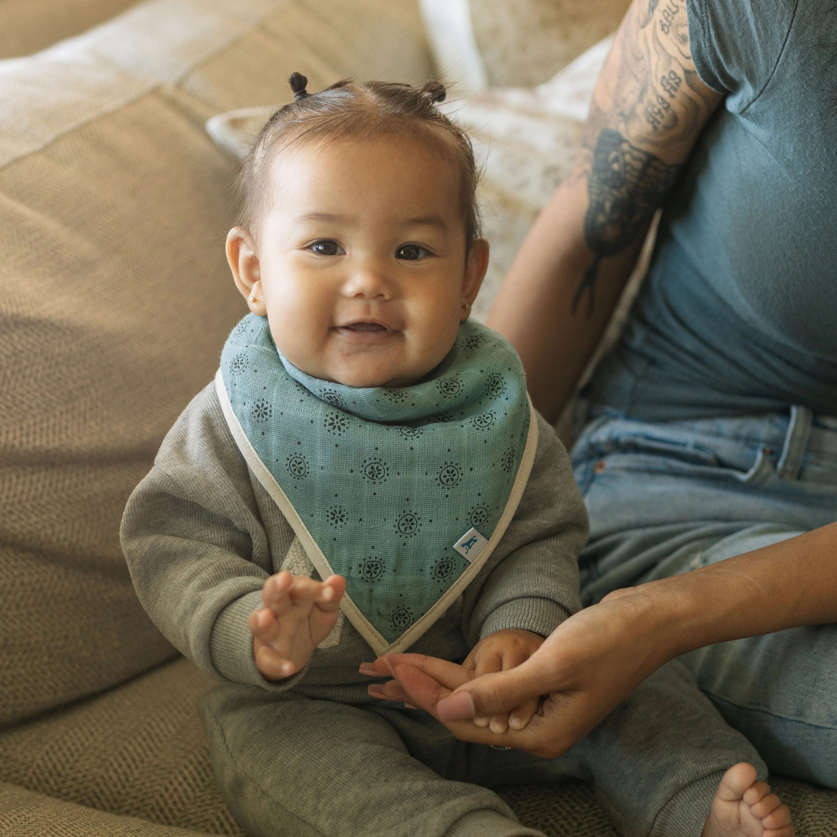 Little Unicorn Cotton Muslin + Fleece Bandana Bib 4 Pack - Wallflower