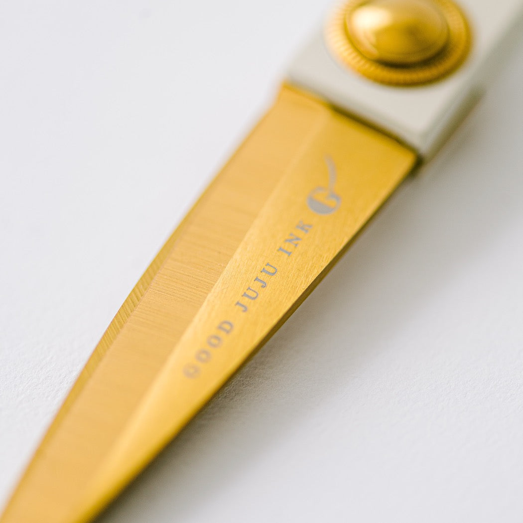 Good Juju Ink Ivory And Gold Heirloom Scissors - Petunia Pink