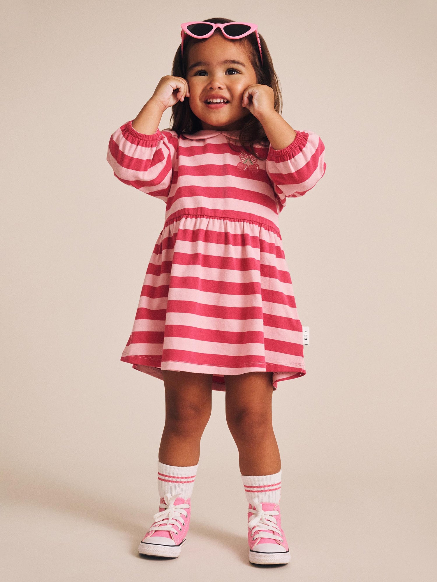 Huxbaby Cherry Pie Puff Sleeve Dress - Cherry/Apricot