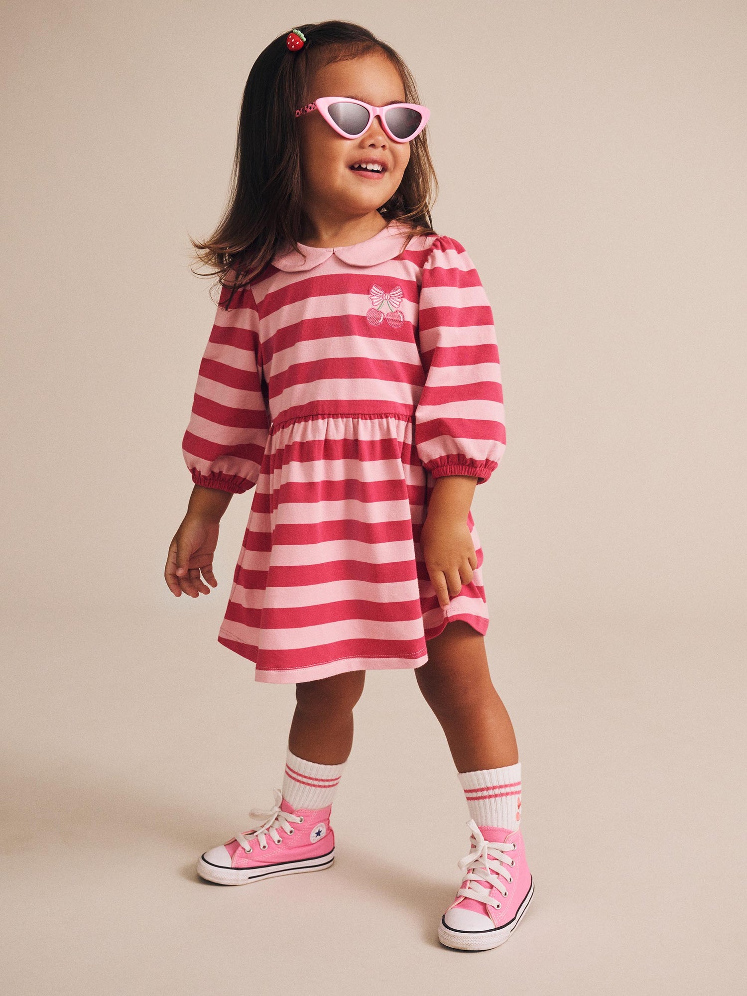 Huxbaby Cherry Pie Puff Sleeve Dress - Cherry/Apricot