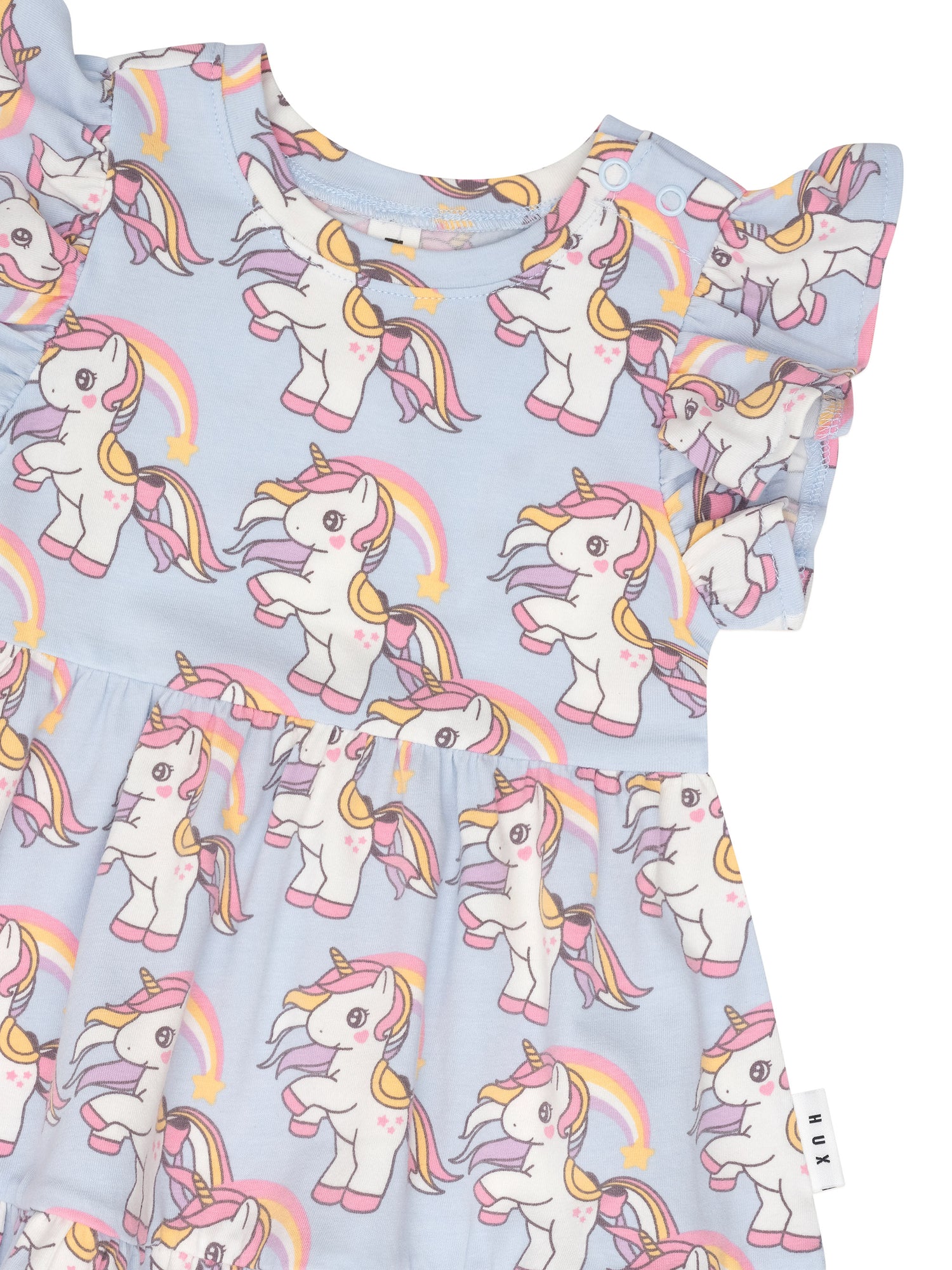 Huxbaby Rainbow Unicorn Tier Dress - Ice Water