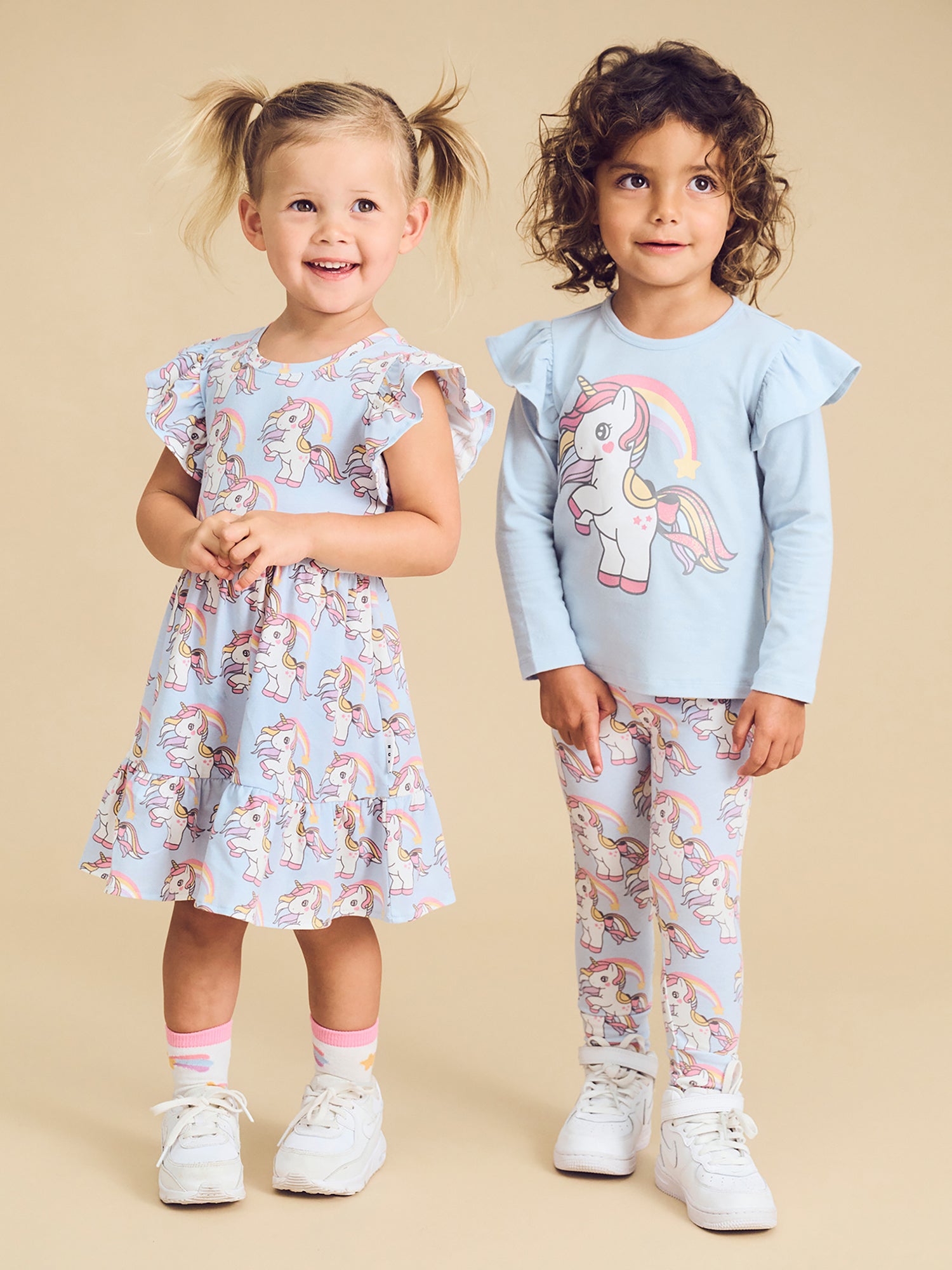 Huxbaby Rainbow Unicorn Tier Dress - Ice Water