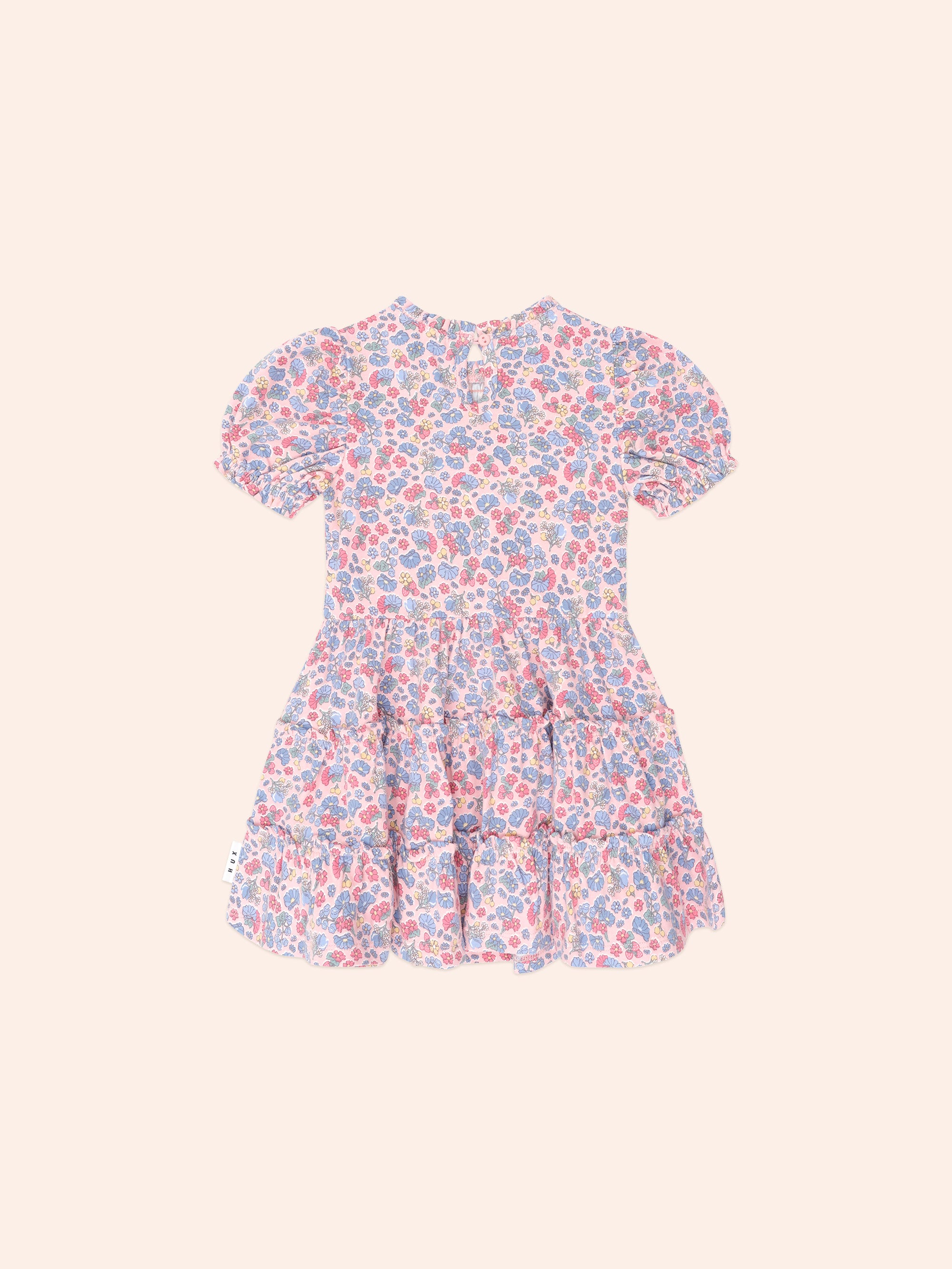 Huxbaby Vintage Floral Puff Sleeve Shirred Dress - Dusty Pink Multi