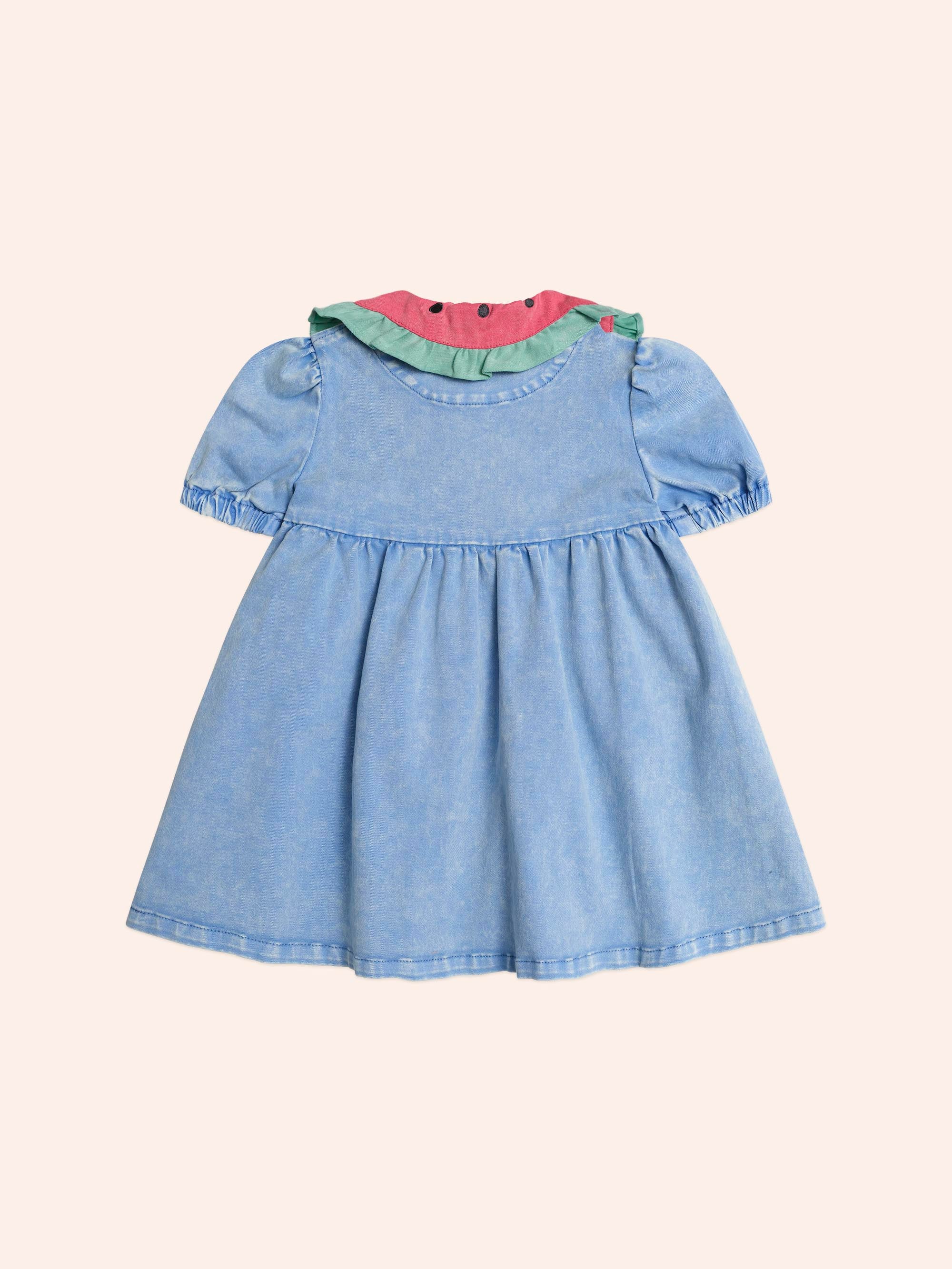 Huxbaby Watermelon Denim Puff Dress - Seaside