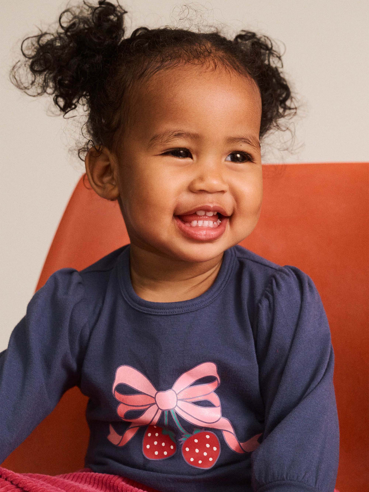 Huxbaby Strawberry Bow Puff Sleeve Top - Ink