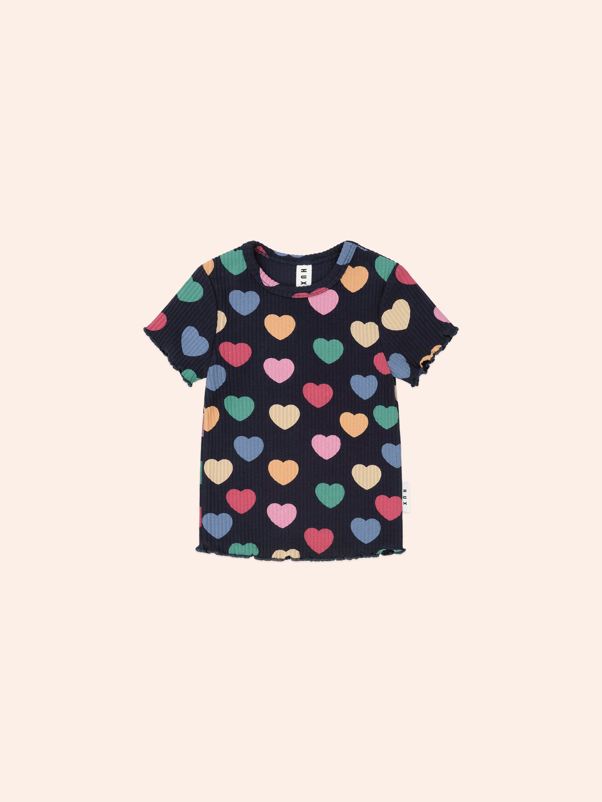Huxbaby Multi Hearts Rib Tee - Navy Multi