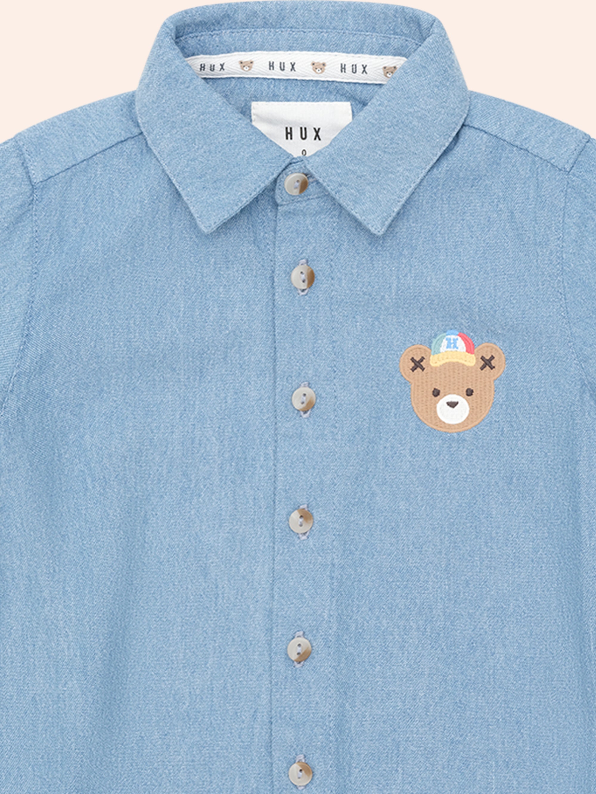 Huxbaby Chambray Hux Short Sleeve Shirt - Chambray