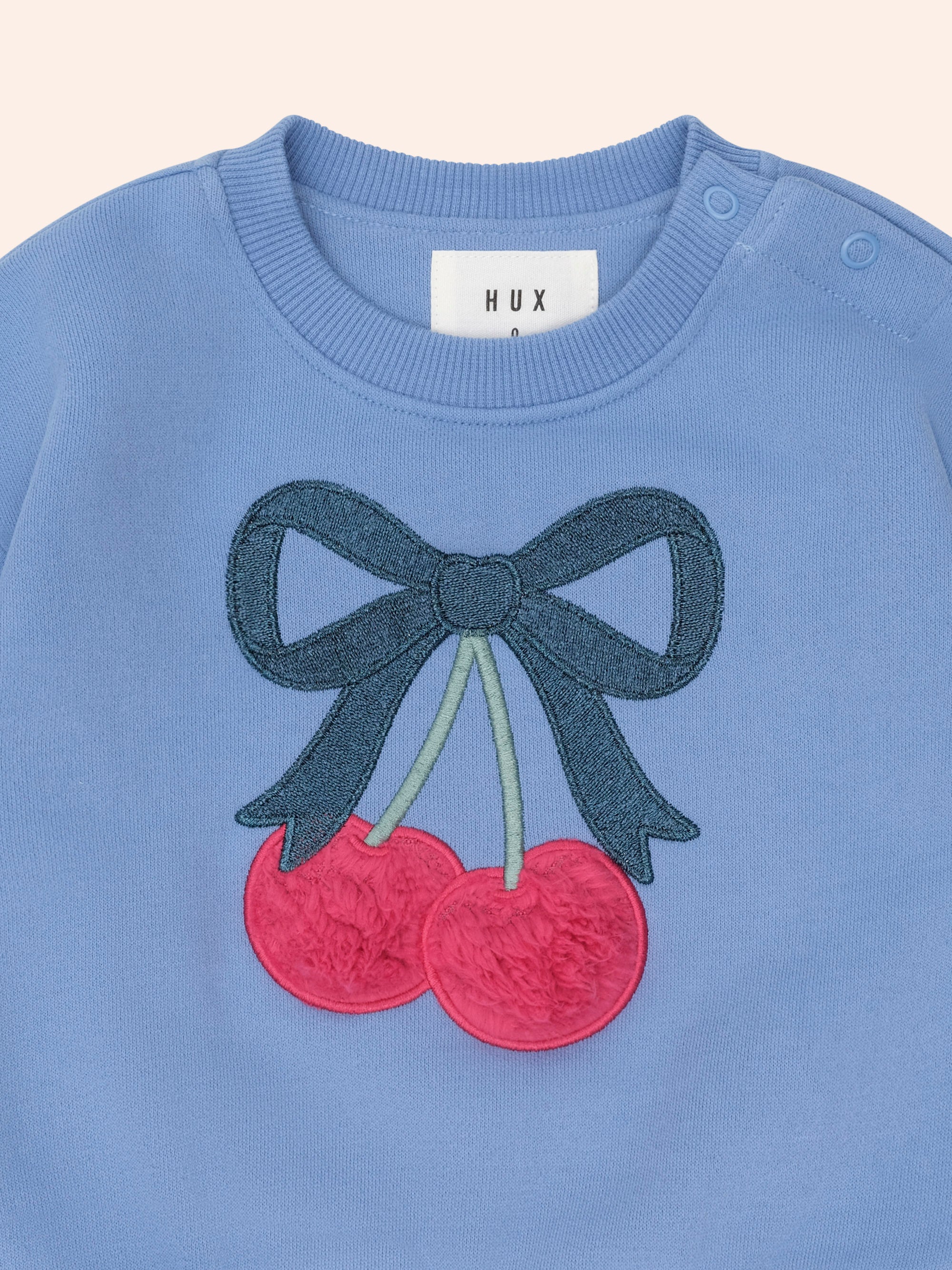 Huxbaby Cherry Bow Sweatshirt - Bijou Blue