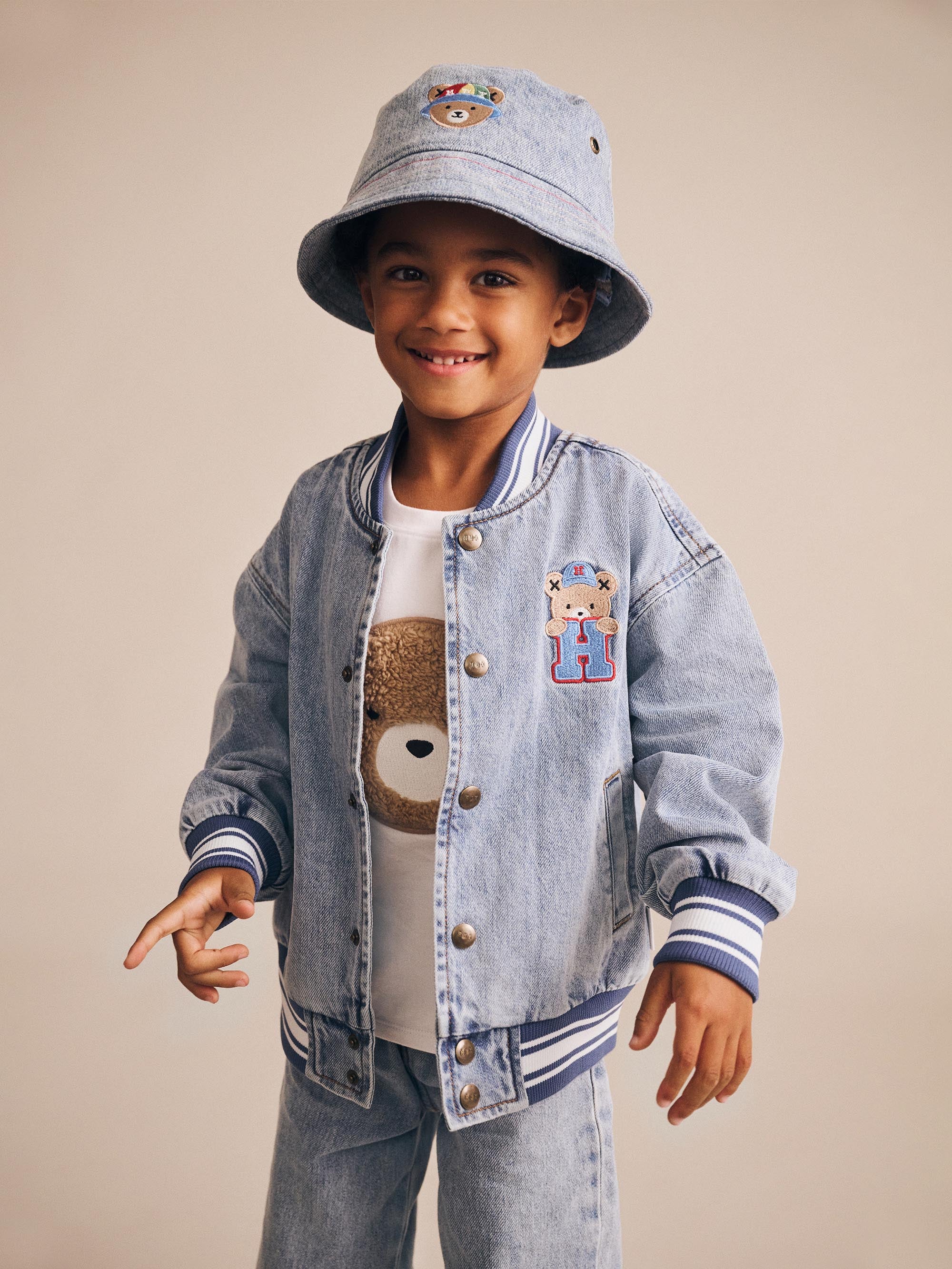 Huxbaby Dreamy Denim Varsity Bomber - Denim