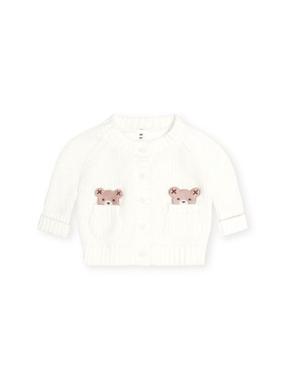 Huxbaby Newborn Peekaboo Hux Cardigan - Almond Milk
