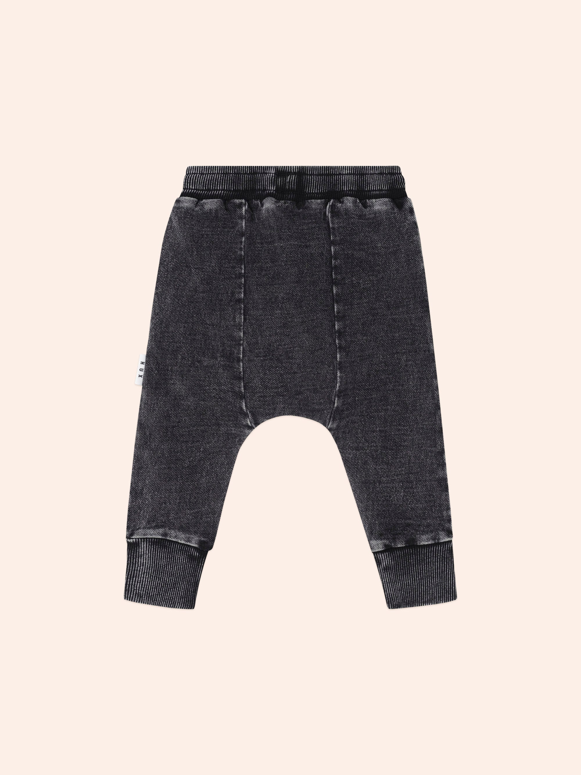 Huxbaby Black Knit Denim Pocket Pant - Denim Black