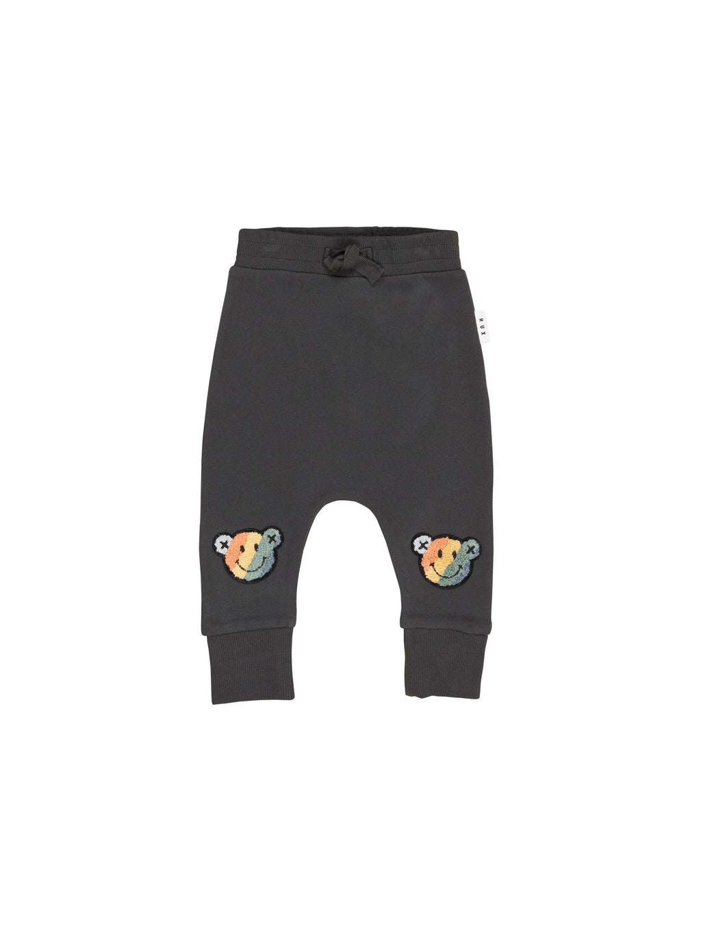 Huxbaby Smiley Rainbow Drop Crotch Pant  - Soft Black