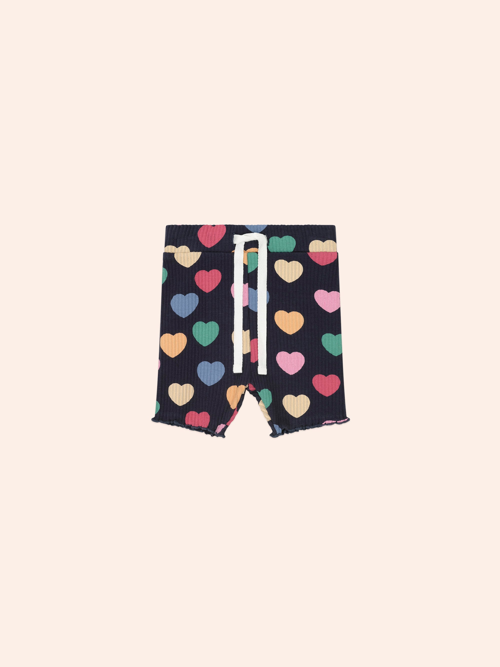 Huxbaby Multi Hearts Rib Bike Short - Navy Multi