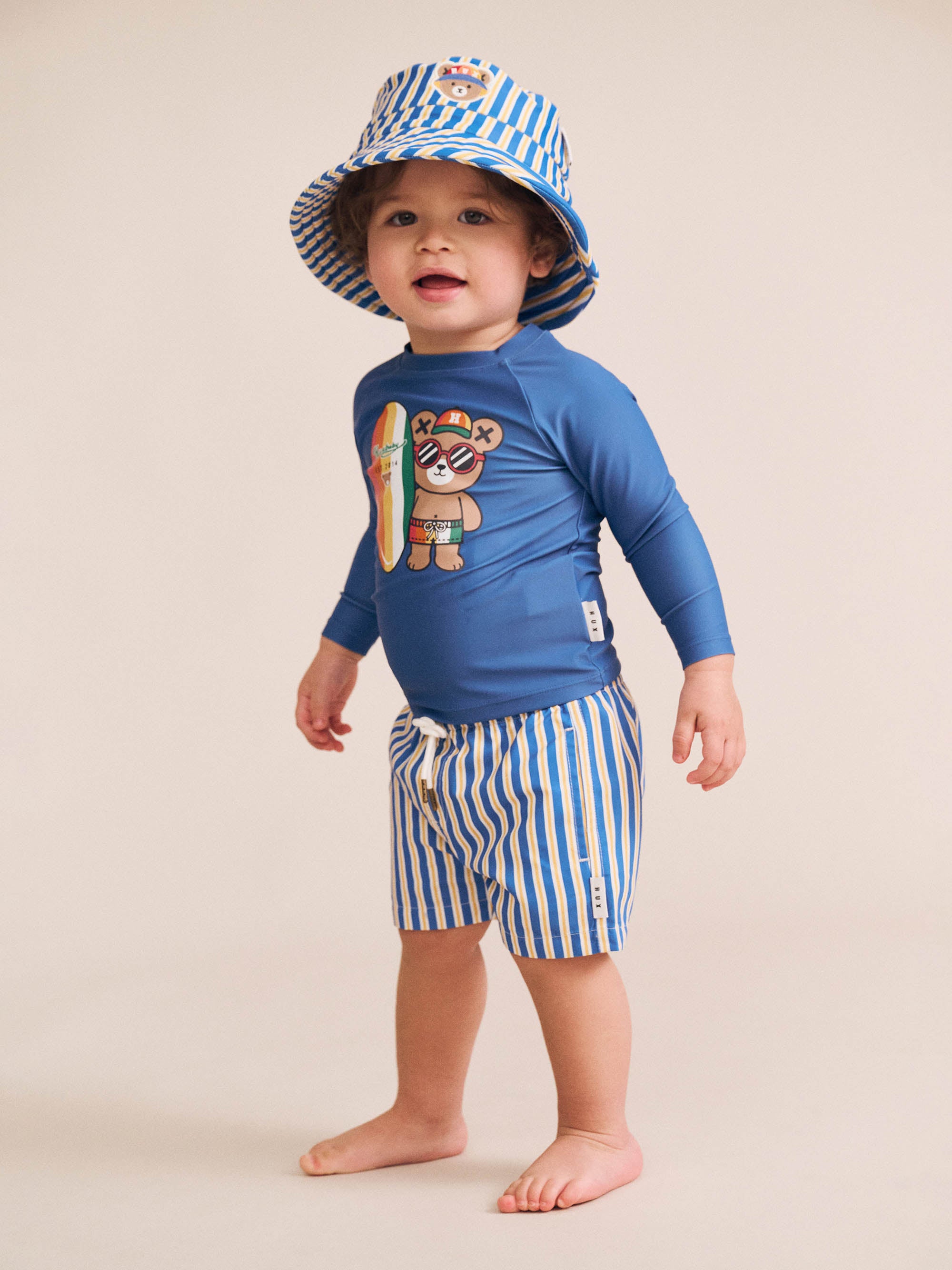Huxbaby Collegiate Stripe Boardshort - Cobalt/Sunburst