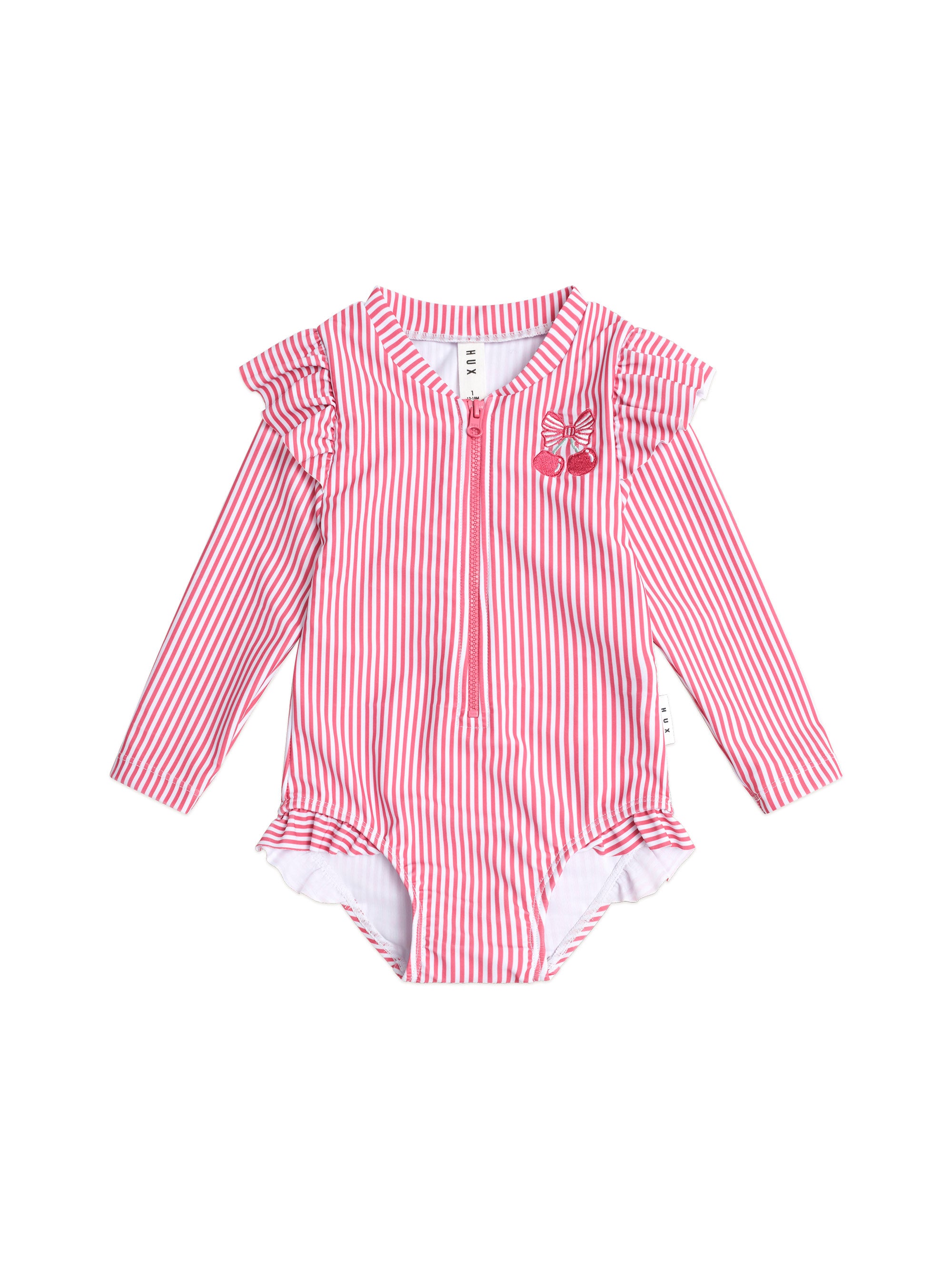 Huxbaby Frill Swimsuit Cherry Pie Stripe - Cherry