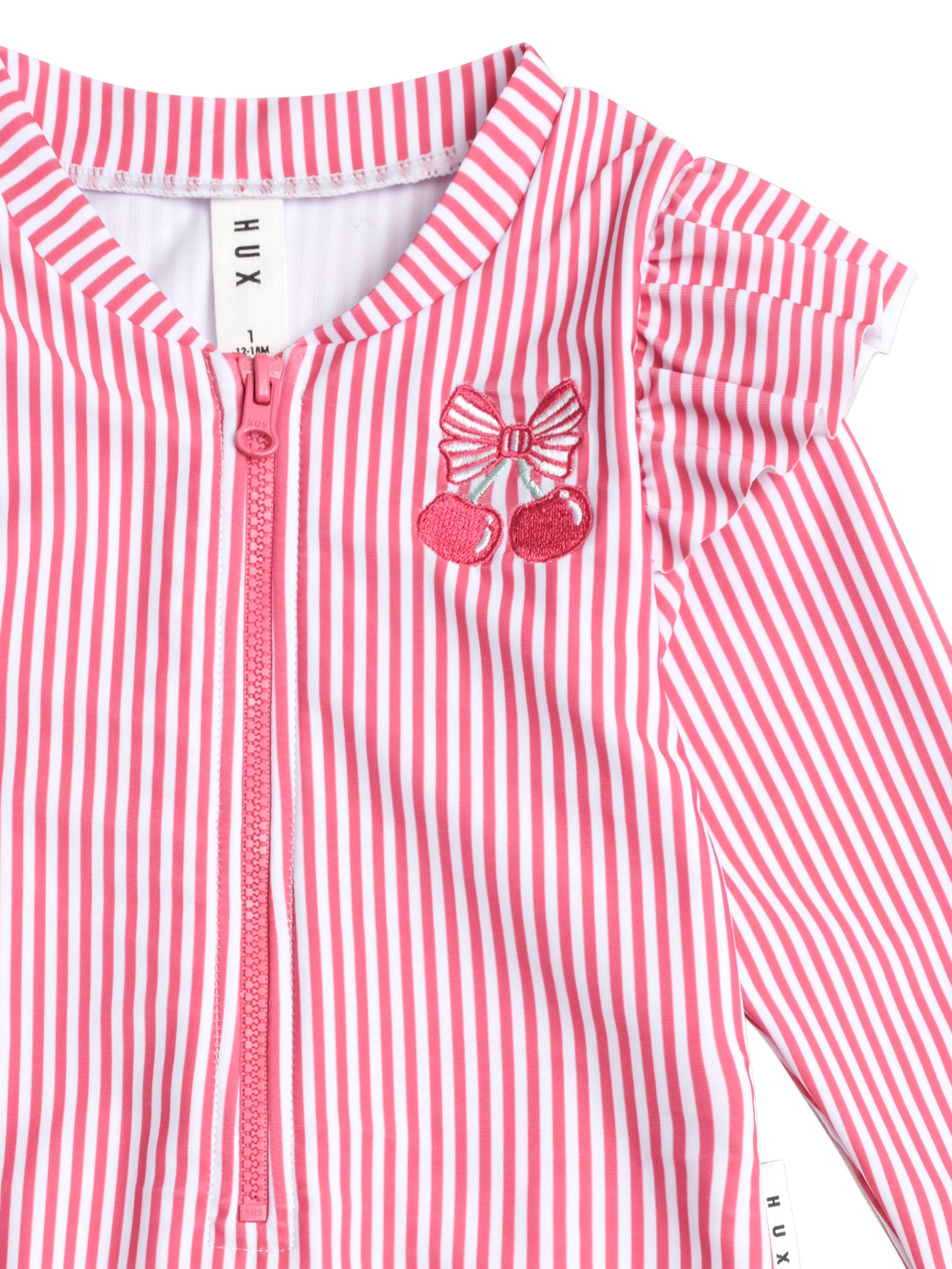 Huxbaby Frill Swimsuit Cherry Pie Stripe - Cherry