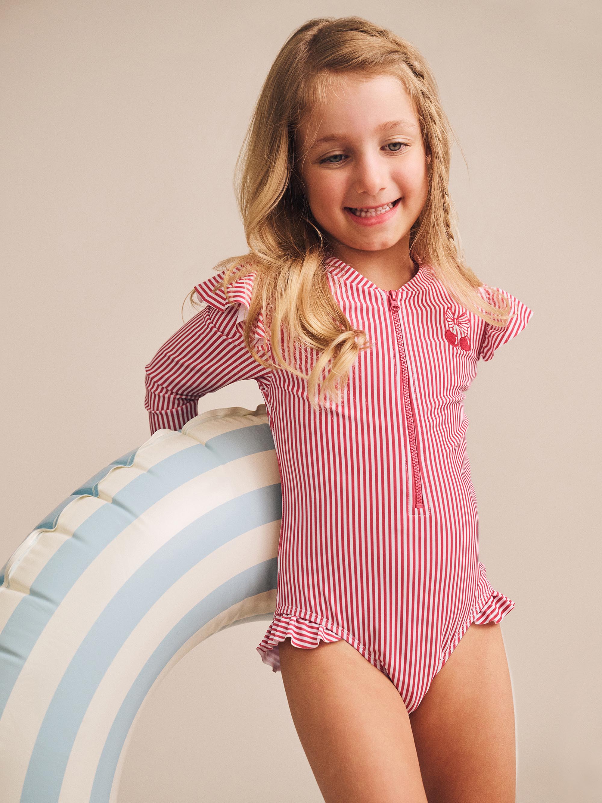 Huxbaby Frill Swimsuit Cherry Pie Stripe - Cherry