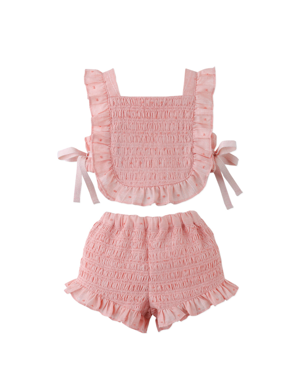 Gingersnaps Baby Alexa Textured Blouse & Short Set With Bows - Pink
