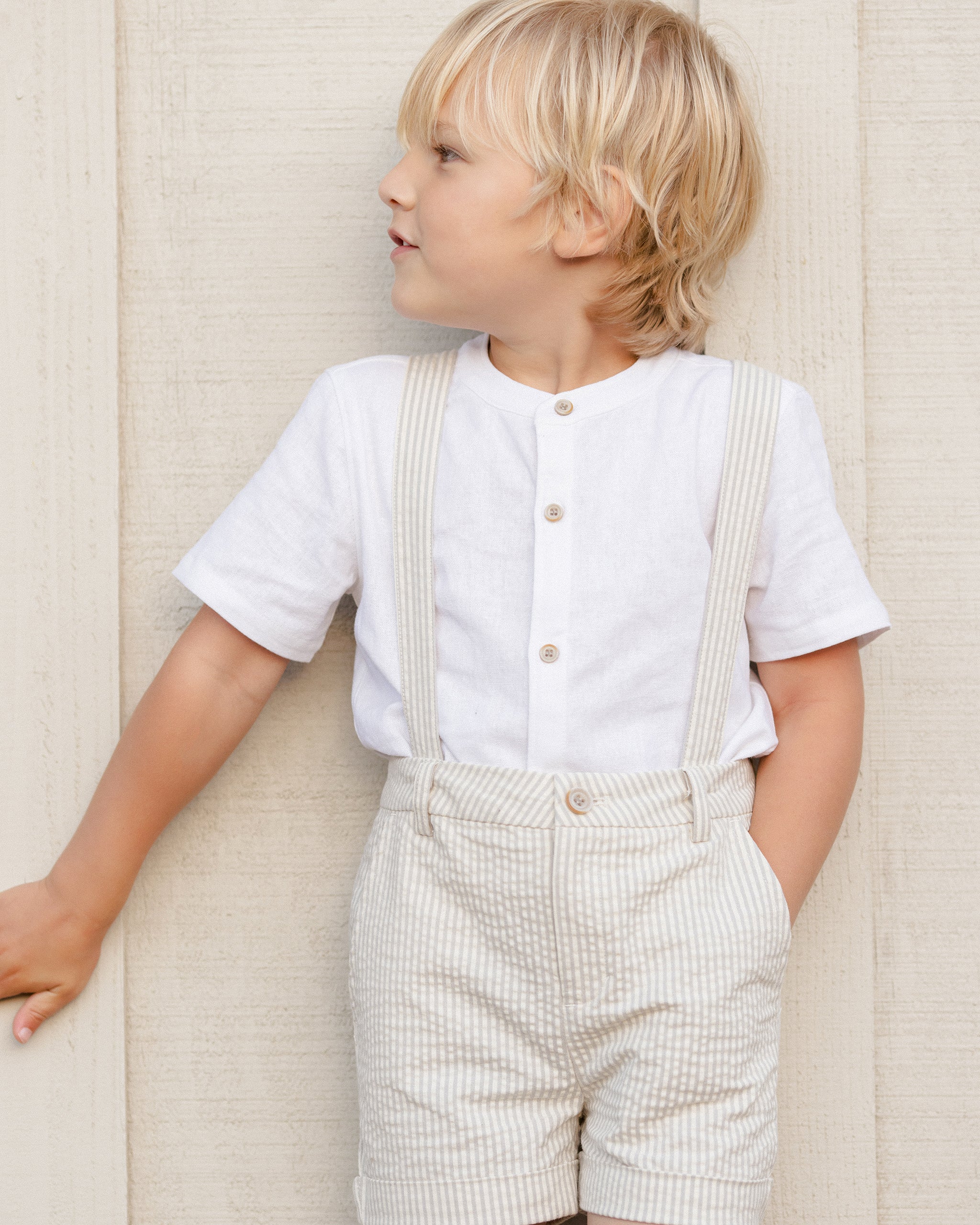 Noralee Suspender Short - Sage Stripe