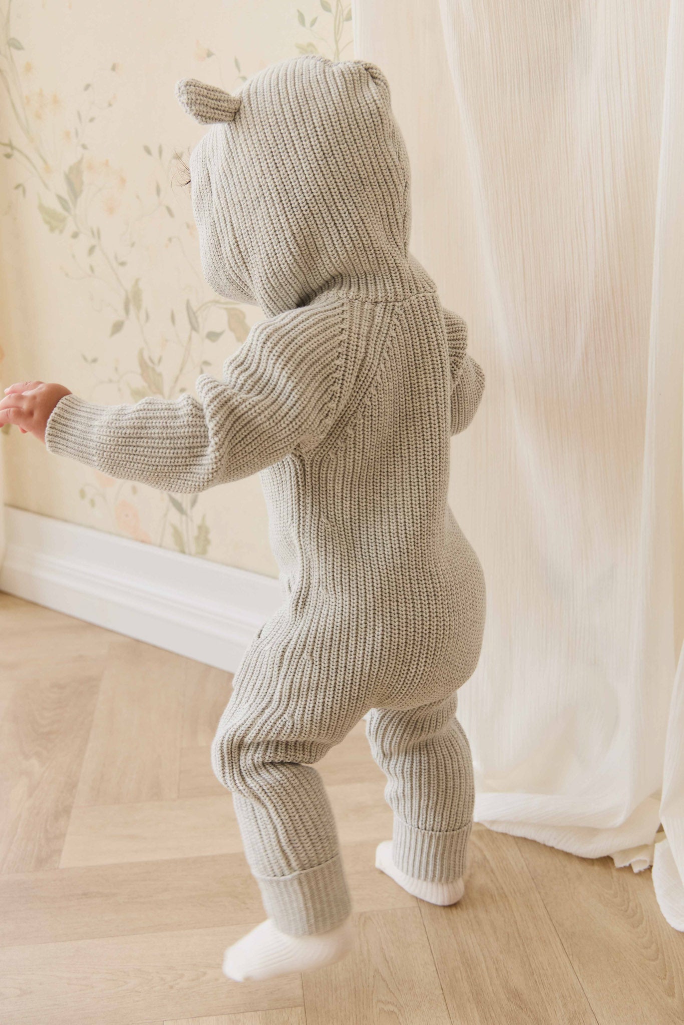 Jamie Kay Bear Knit Onepiece - Light Grey Marle