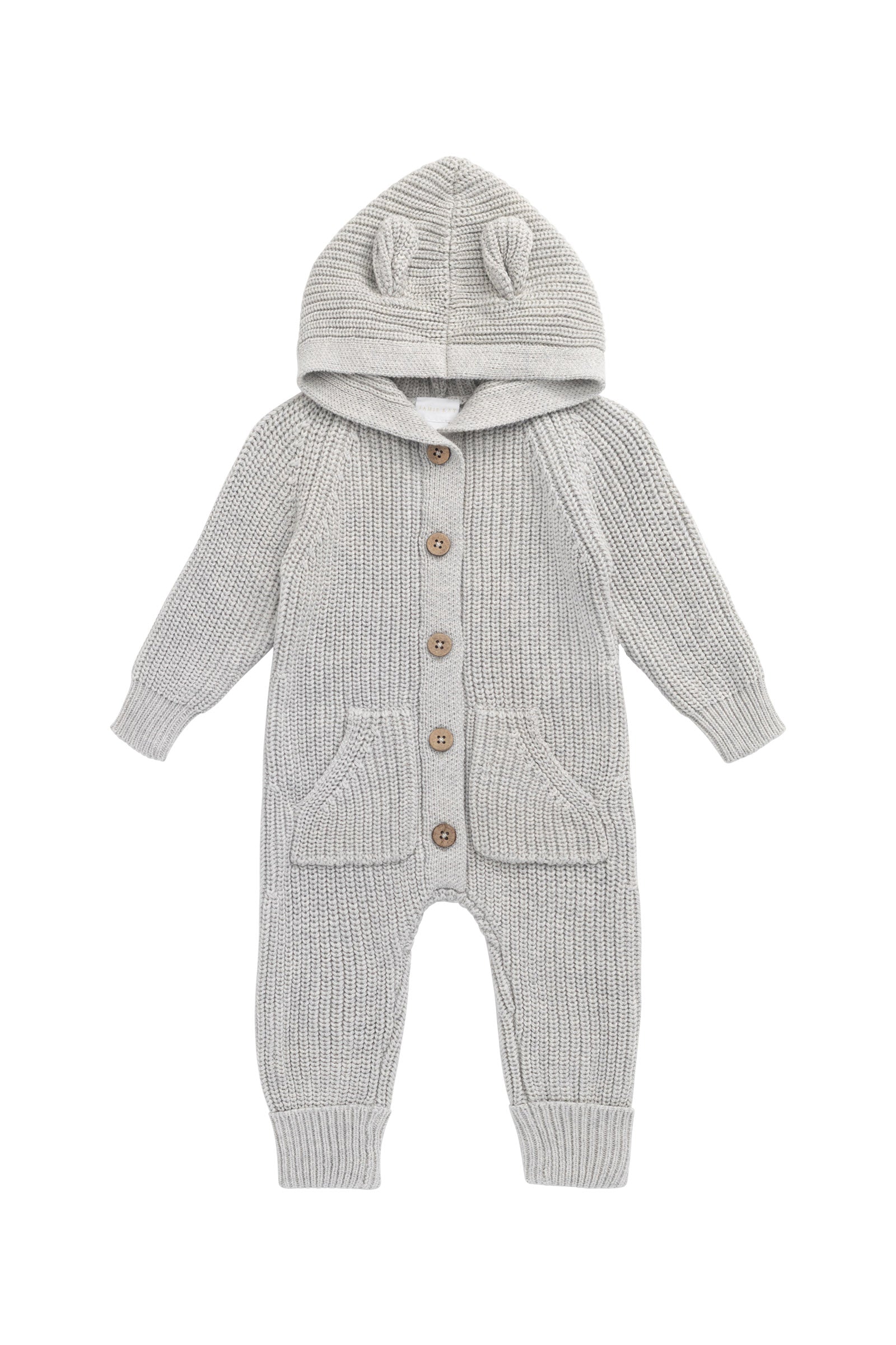 Jamie Kay Bear Knit Onepiece - Light Grey Marle