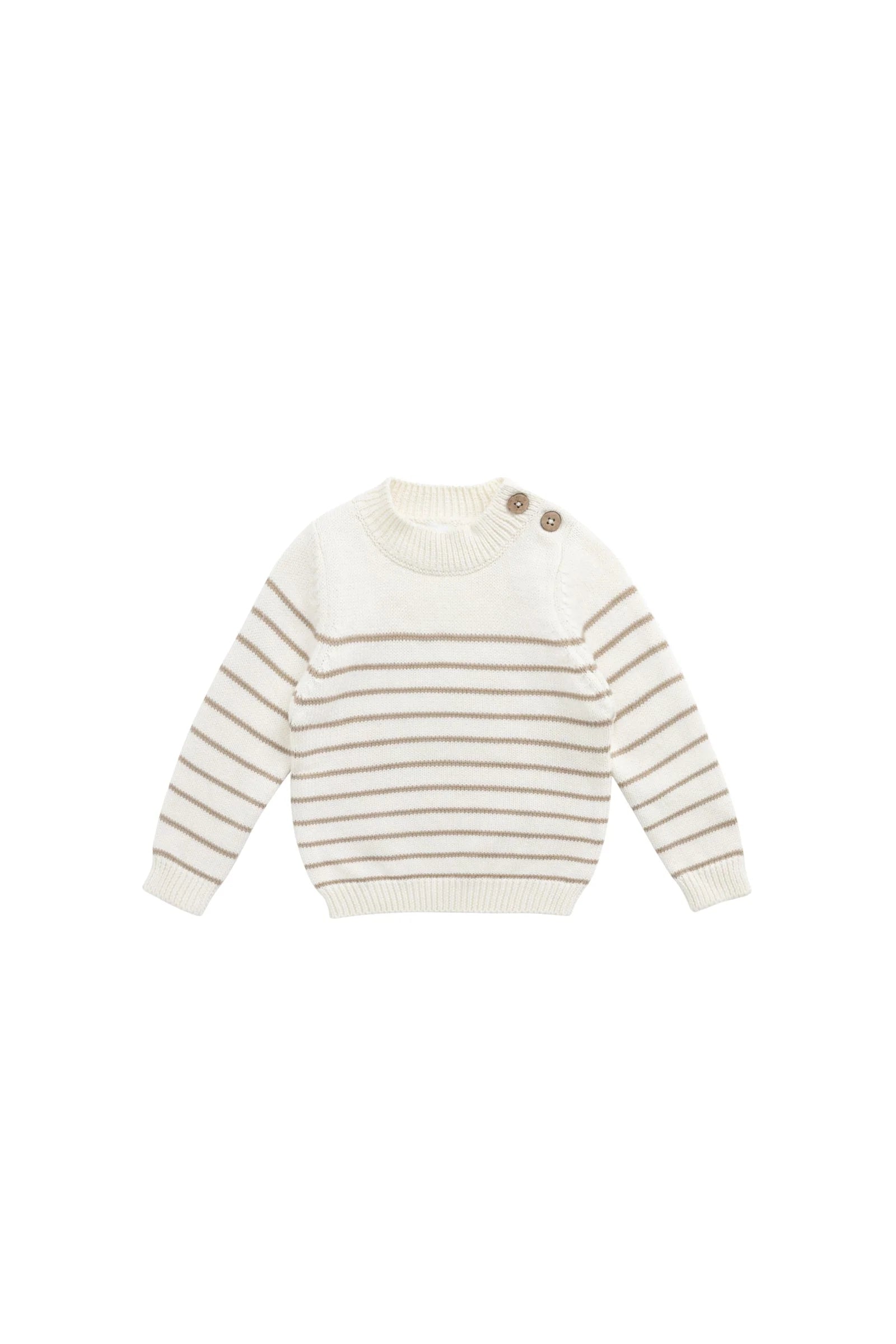 Jamie Kay Malcolm Knitted Jumper - Malcolm Stripe Cloud/Brioche