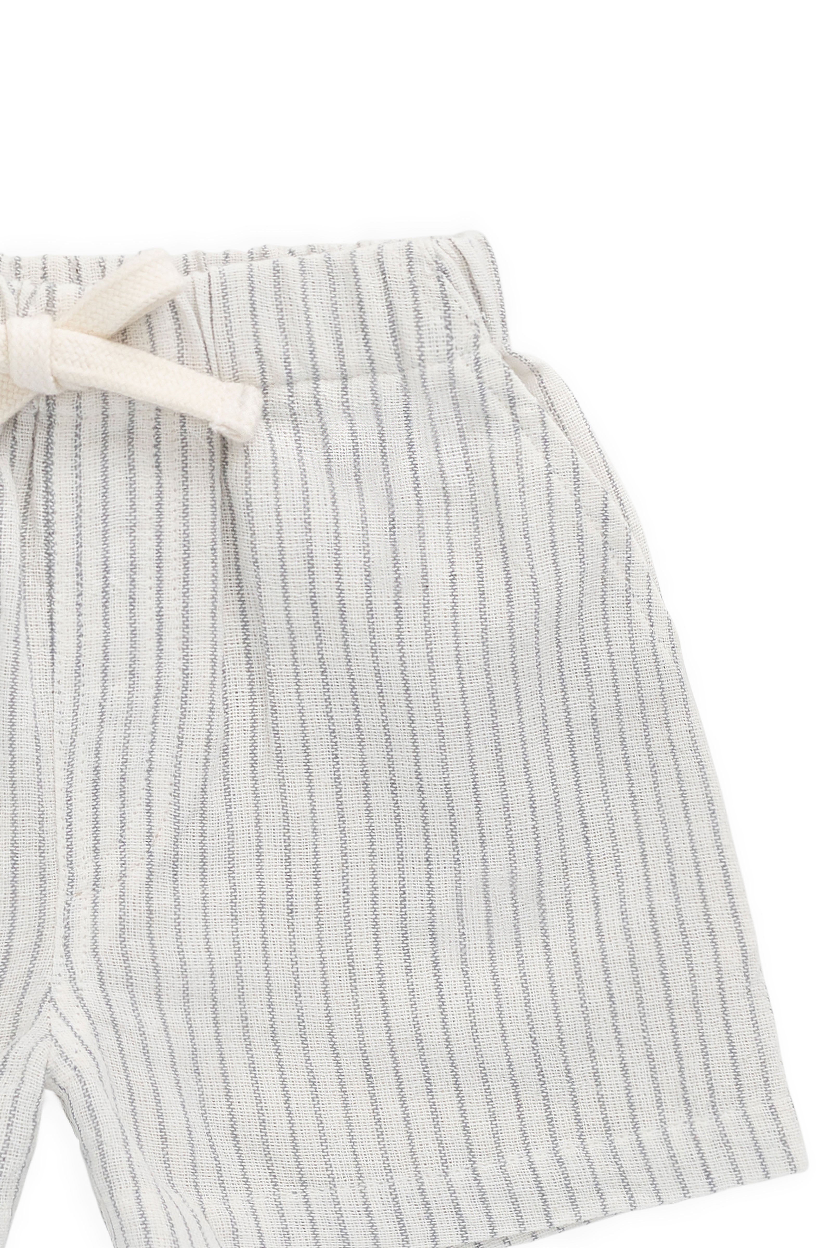 Jamie Kay Organic Cotton Louis Short - Mini Pinstripe Parchment/Dawn