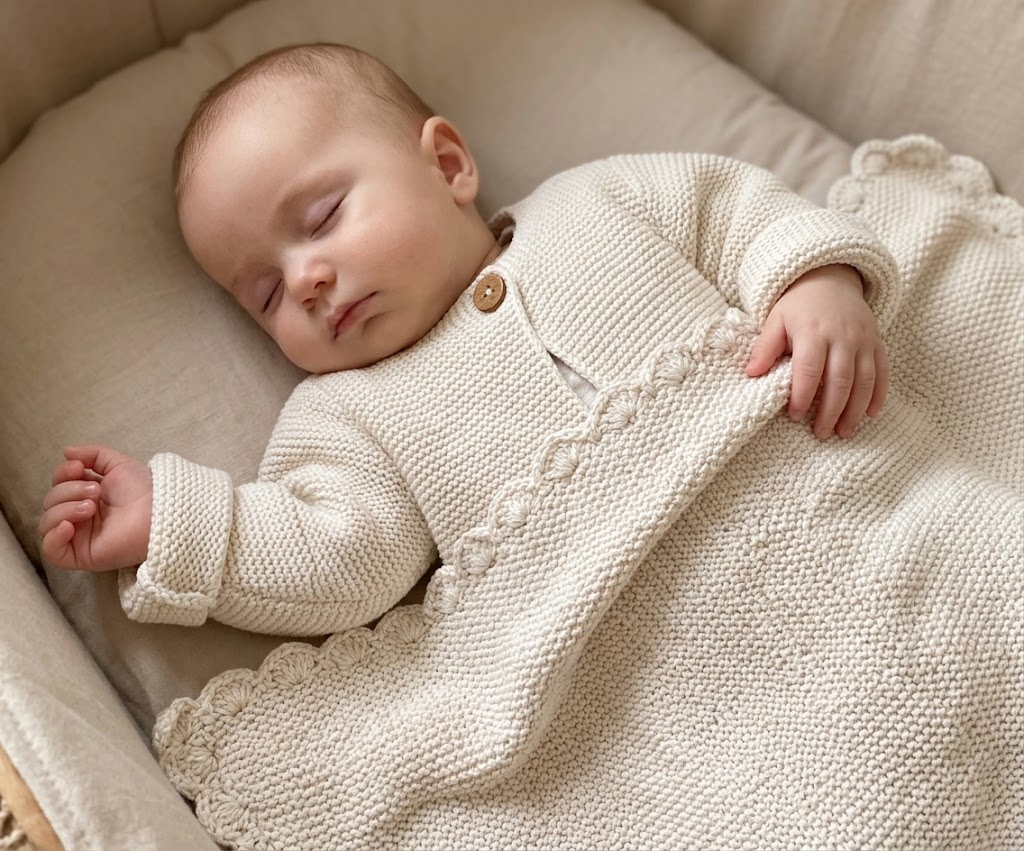 Alimrose Mini Moss Stitch Baby Blanket - Natural