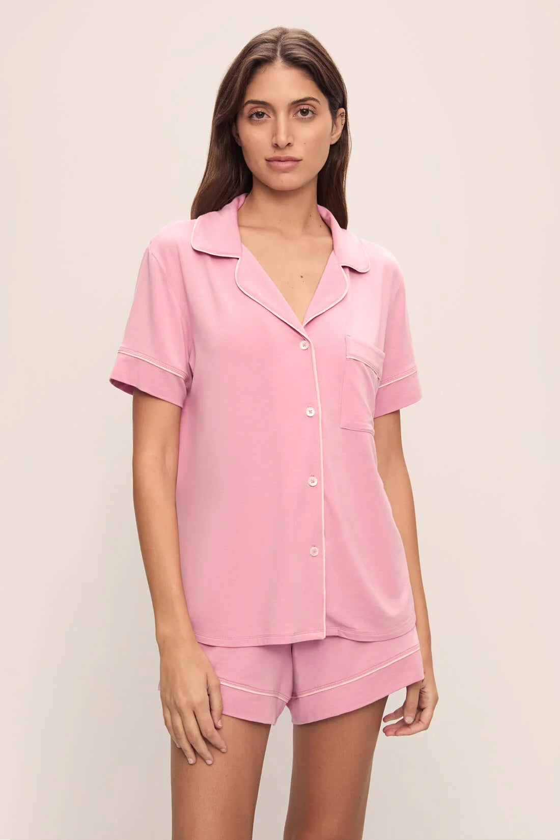 Eberjey Gisele Relaxed Short PJ Set - Rose Quartz/Petal Pink