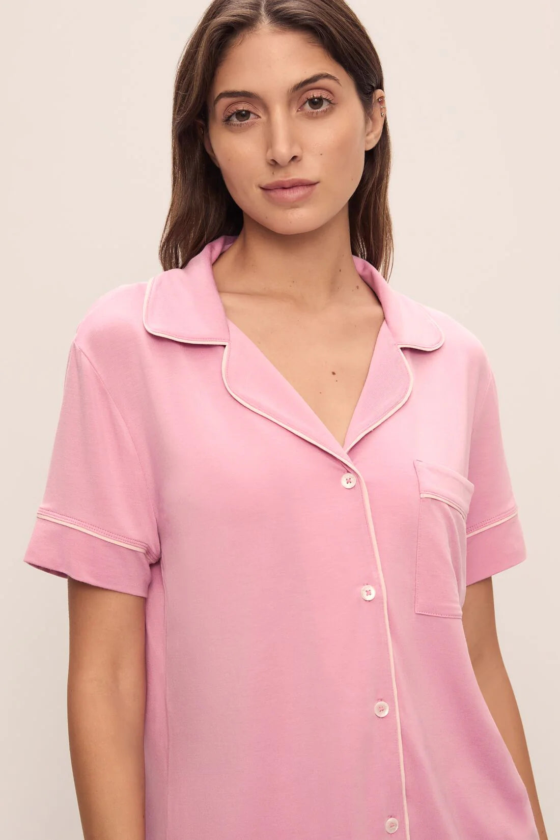 Eberjey Gisele Relaxed Short PJ Set - Rose Quartz/Petal Pink