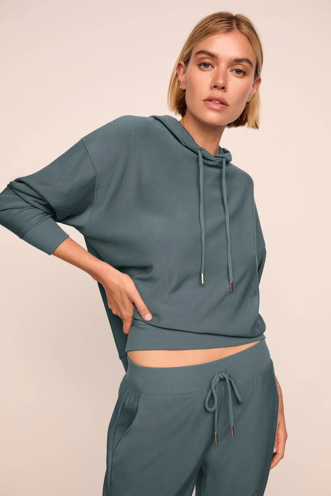 Eberjey Softest Sweats Hoodie - Stone Blue
