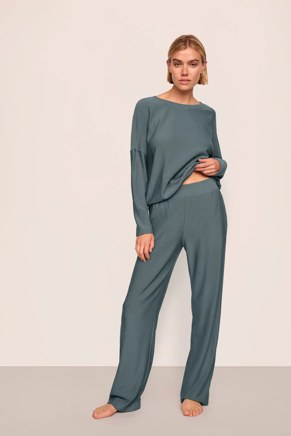 Eberjey Softest Sweats Strait Pant - Stone Blue