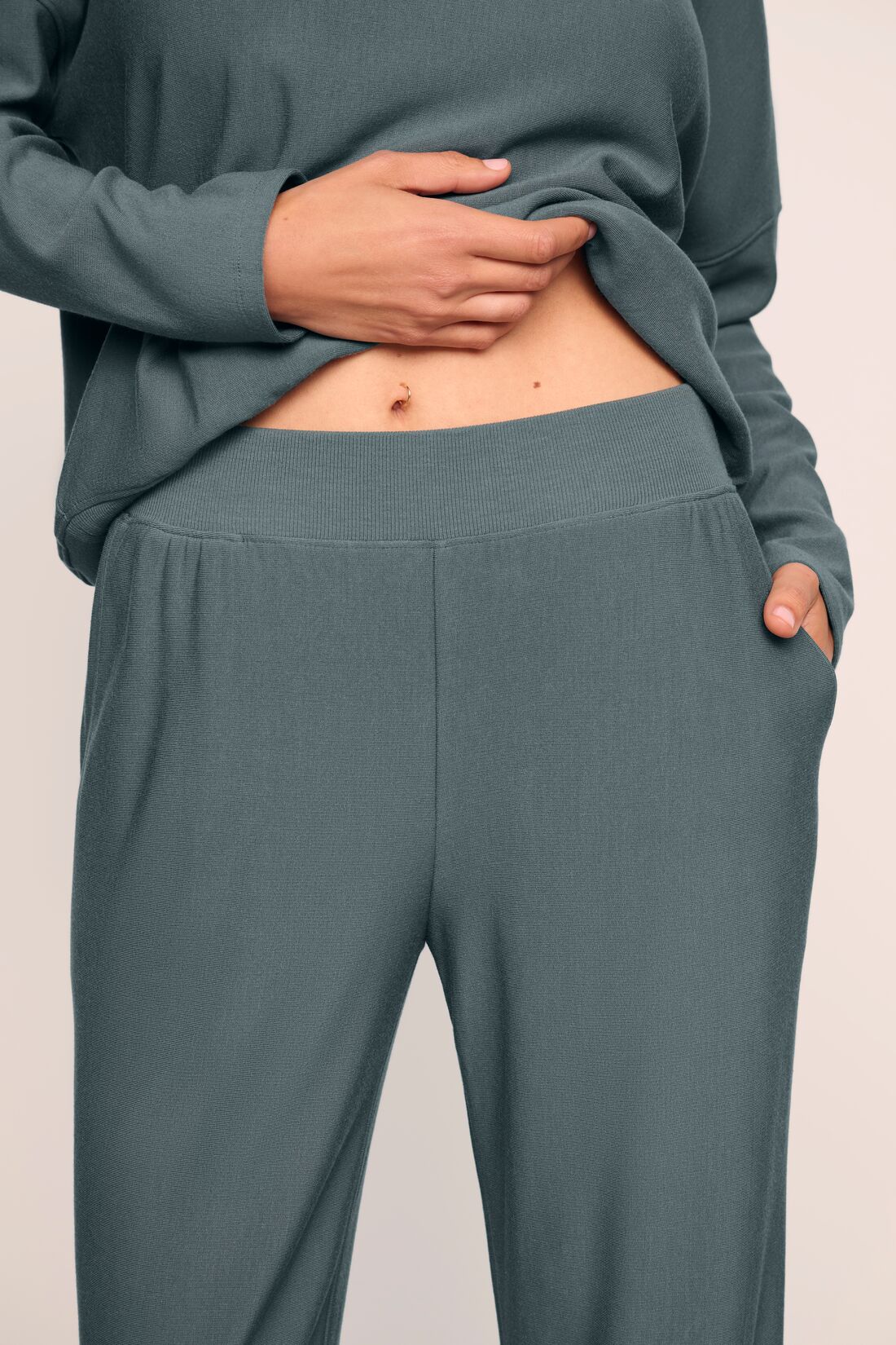 Eberjey Softest Sweats Strait Pant - Stone Blue