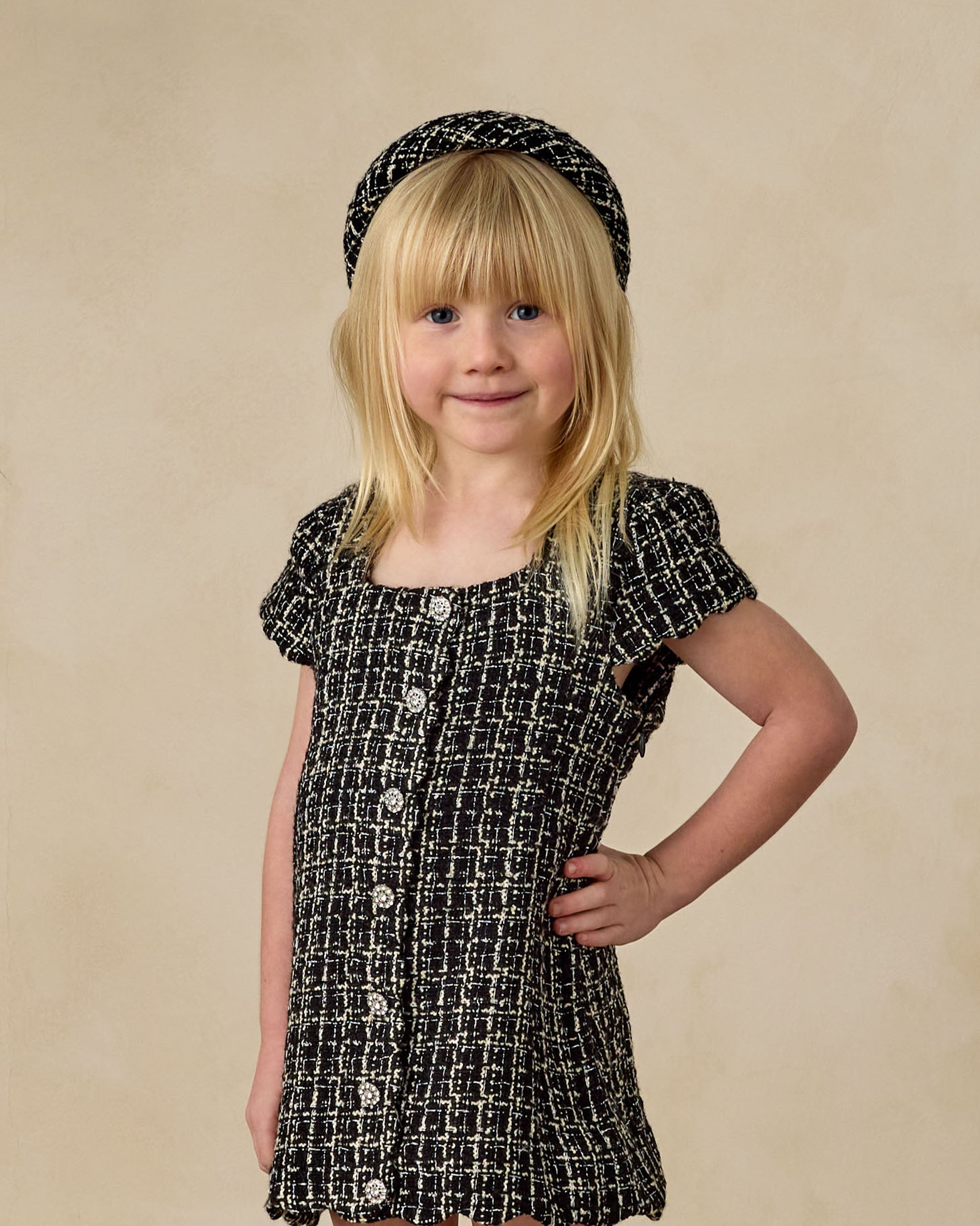 Noralee Padded Headband - Black Tweed