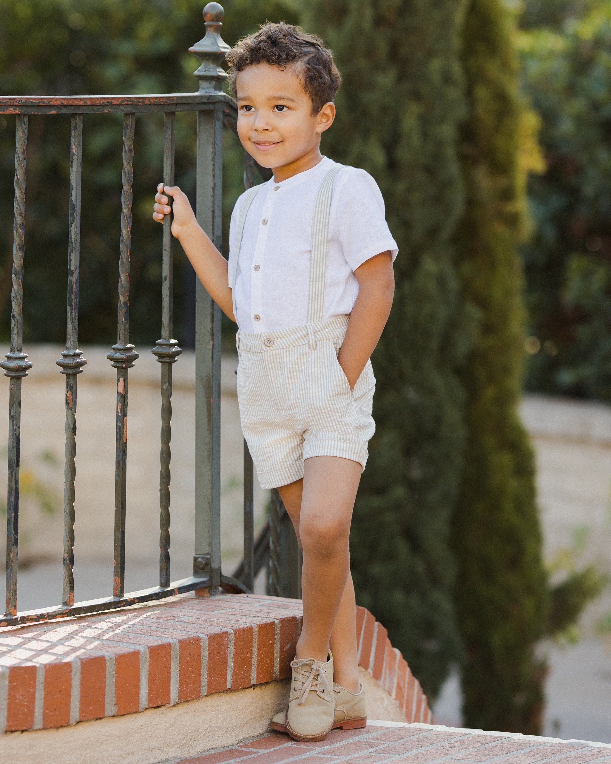 Noralee Suspender Short - Sage Stripe