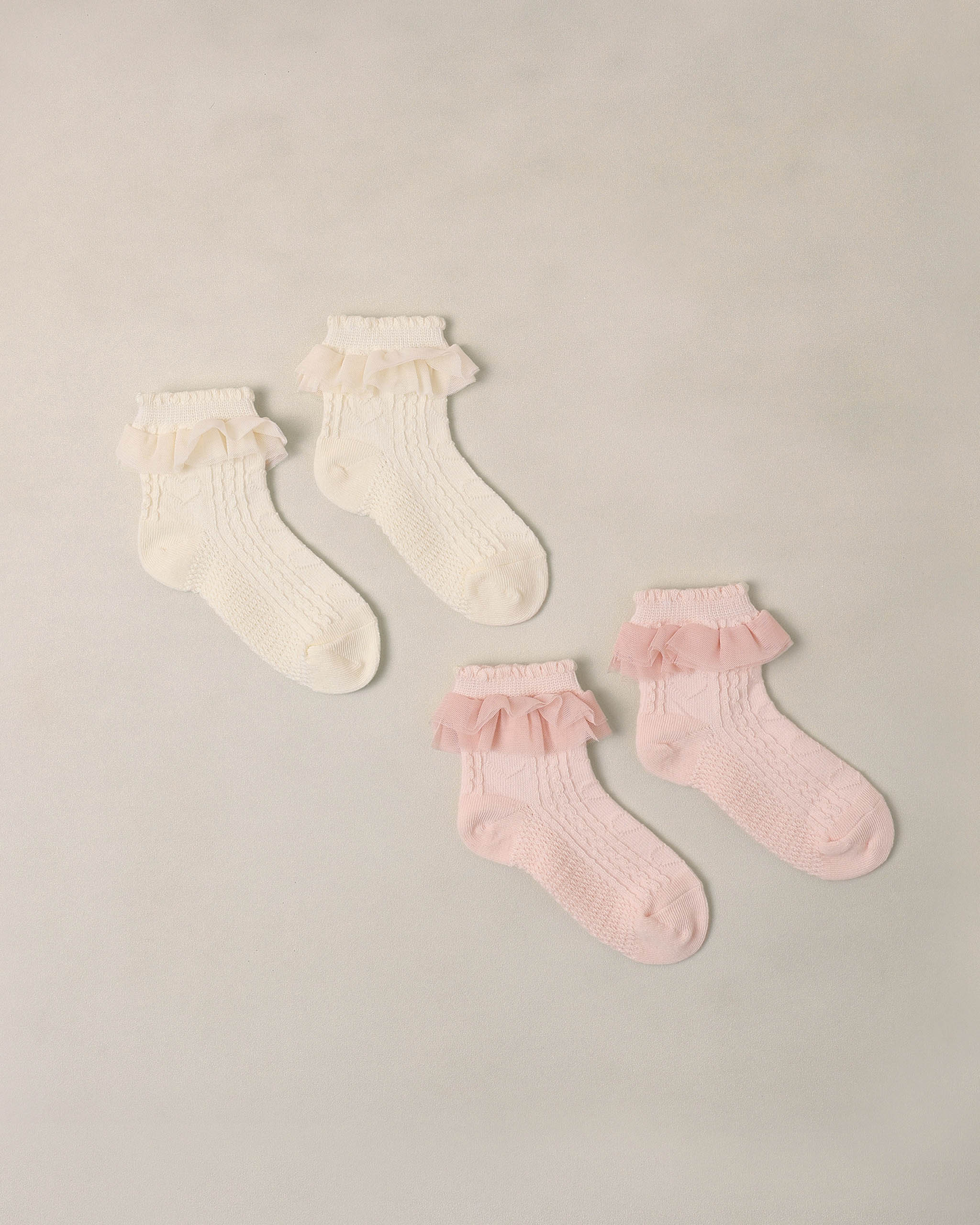 Noralee Ruffle Socks - Ivory, Blush