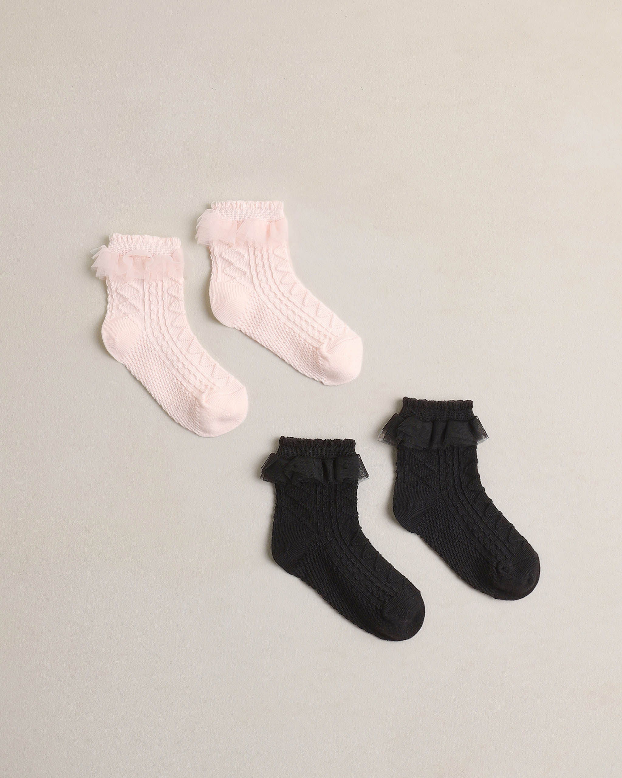 Noralee Ruffle Socks - Black, Blush