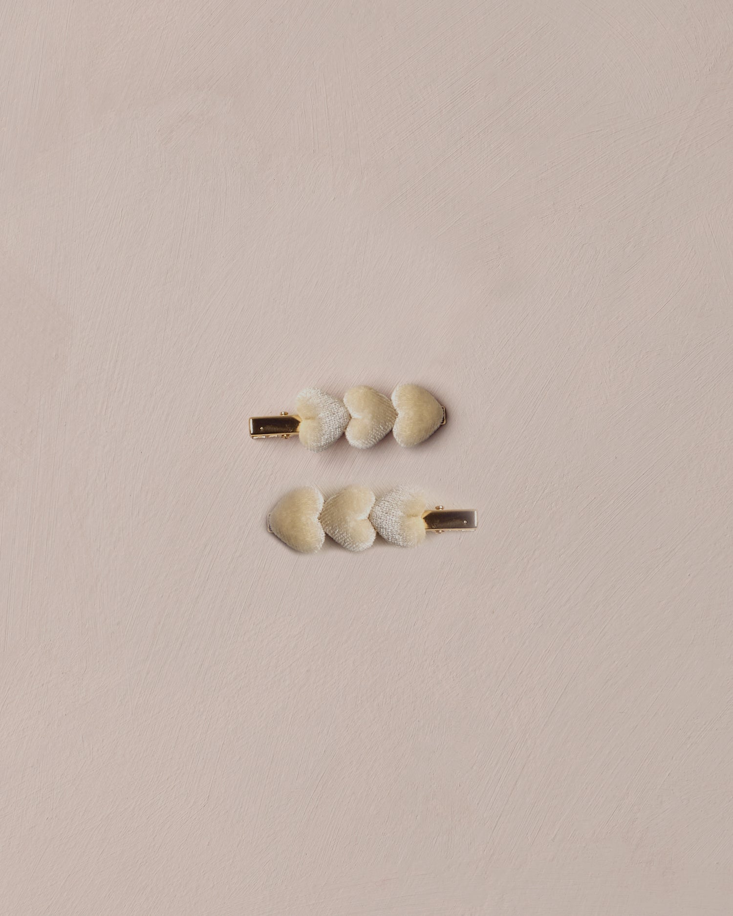 Noralee Velvet Heart Clips - Ecru