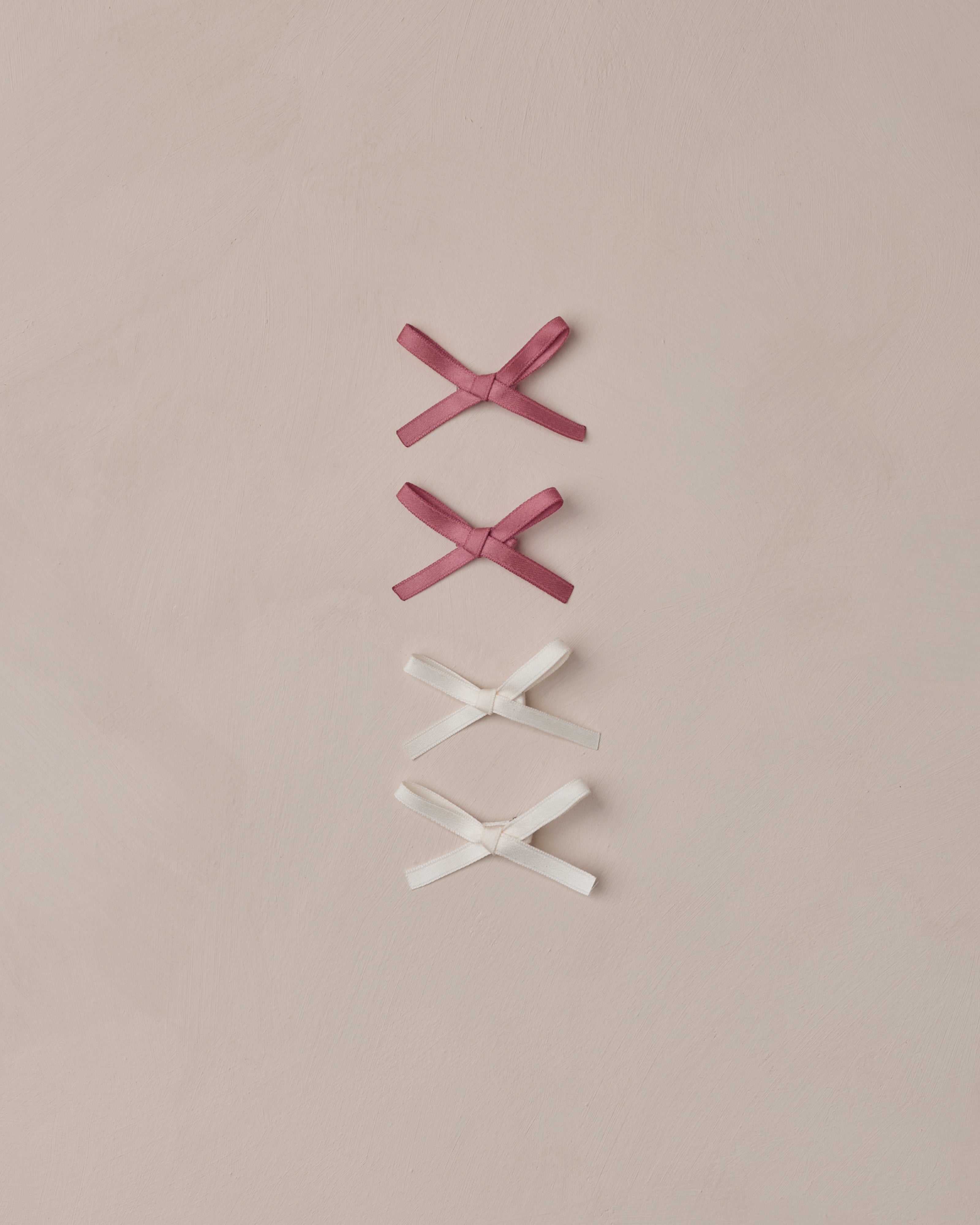 Noralee Mini Satin Bows, Set Of 4 - Ivory, Raspberry