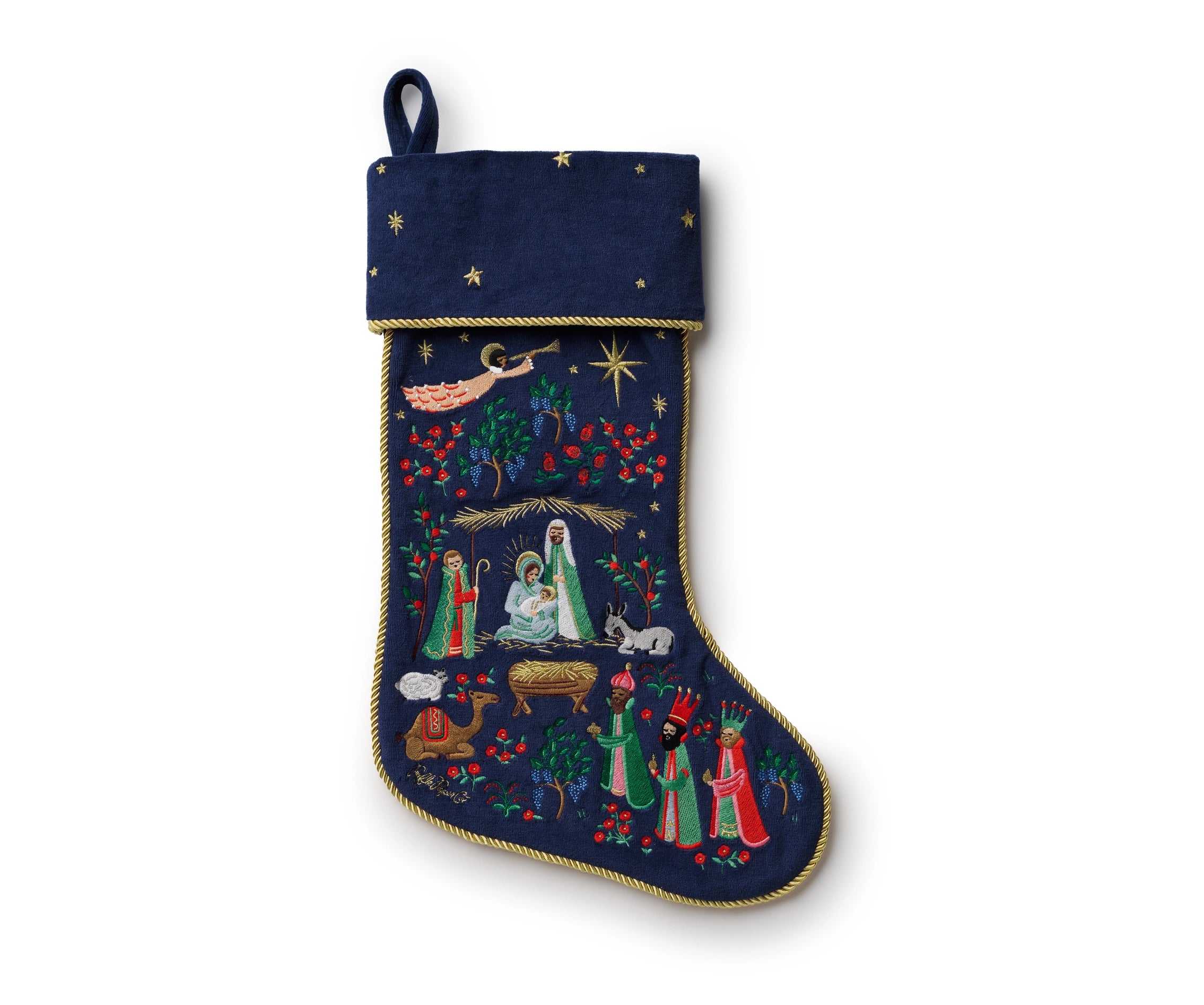 Rifle Paper Co. Nativity Embroidered Stocking