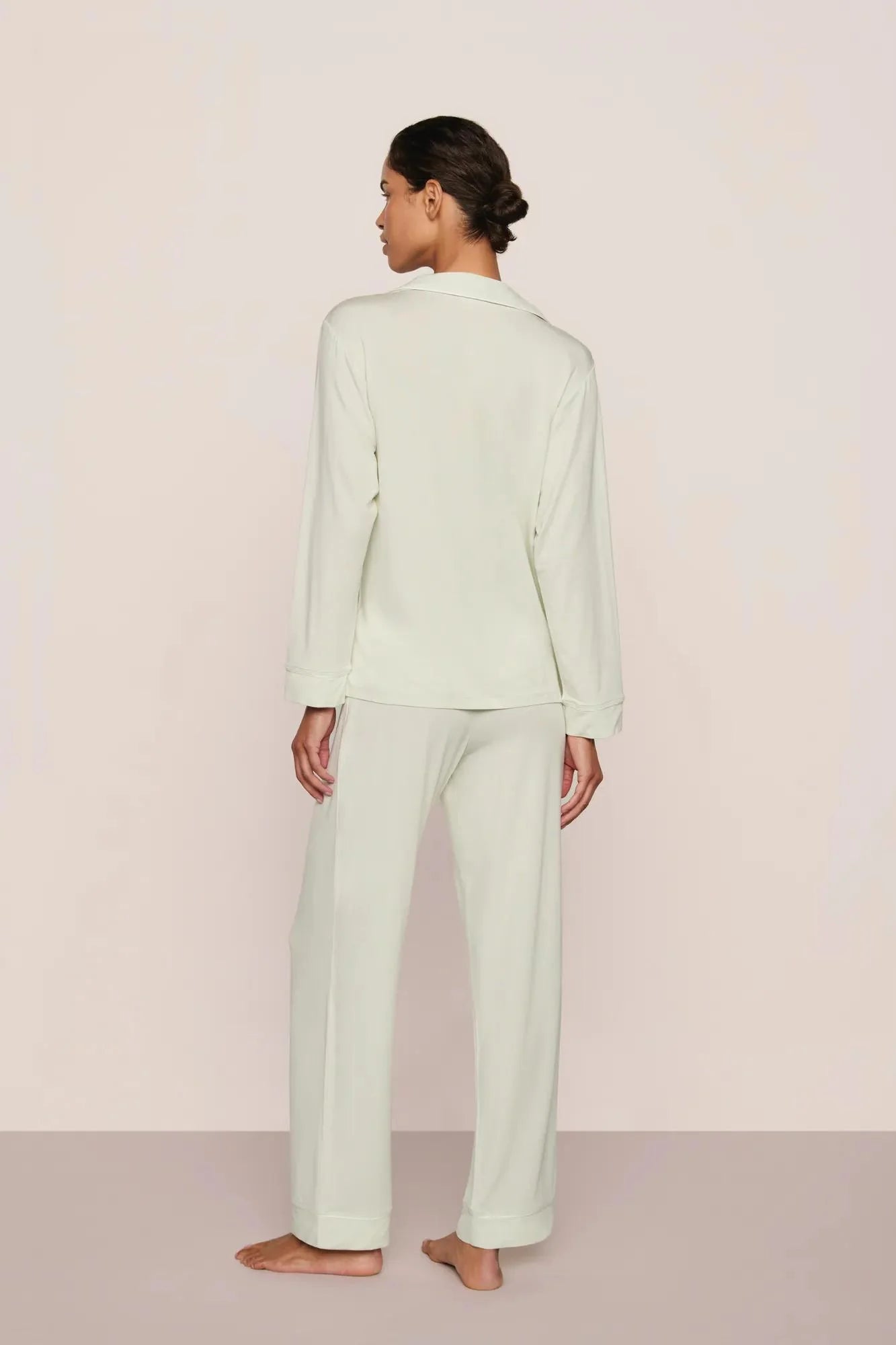 Eberjey Gisele Long PJ Set - Seafoam/Ivory
