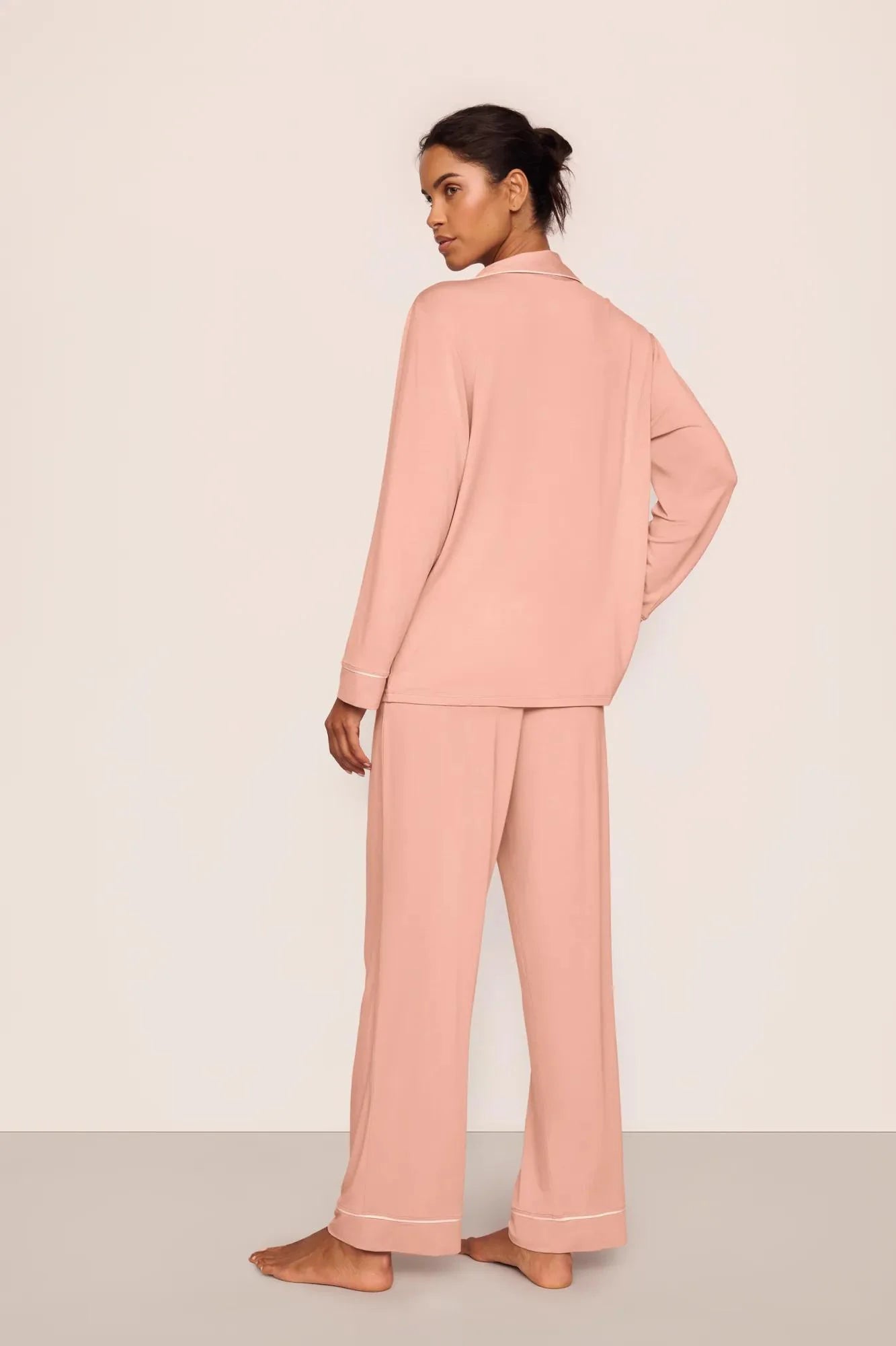 Eberjey Gisele Long PJ Set - Velvet Pink/Ivory