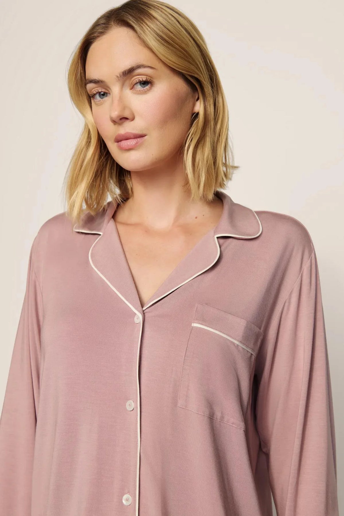 Eberjey Gisele Long PJ Set - Woodrose / Ivory