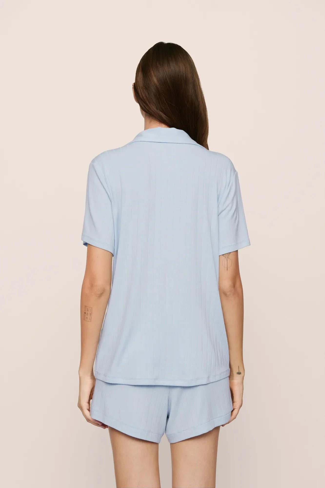 Eberjey Gisele Rib Relaxed Short Pj Set - Nantucket Breeze